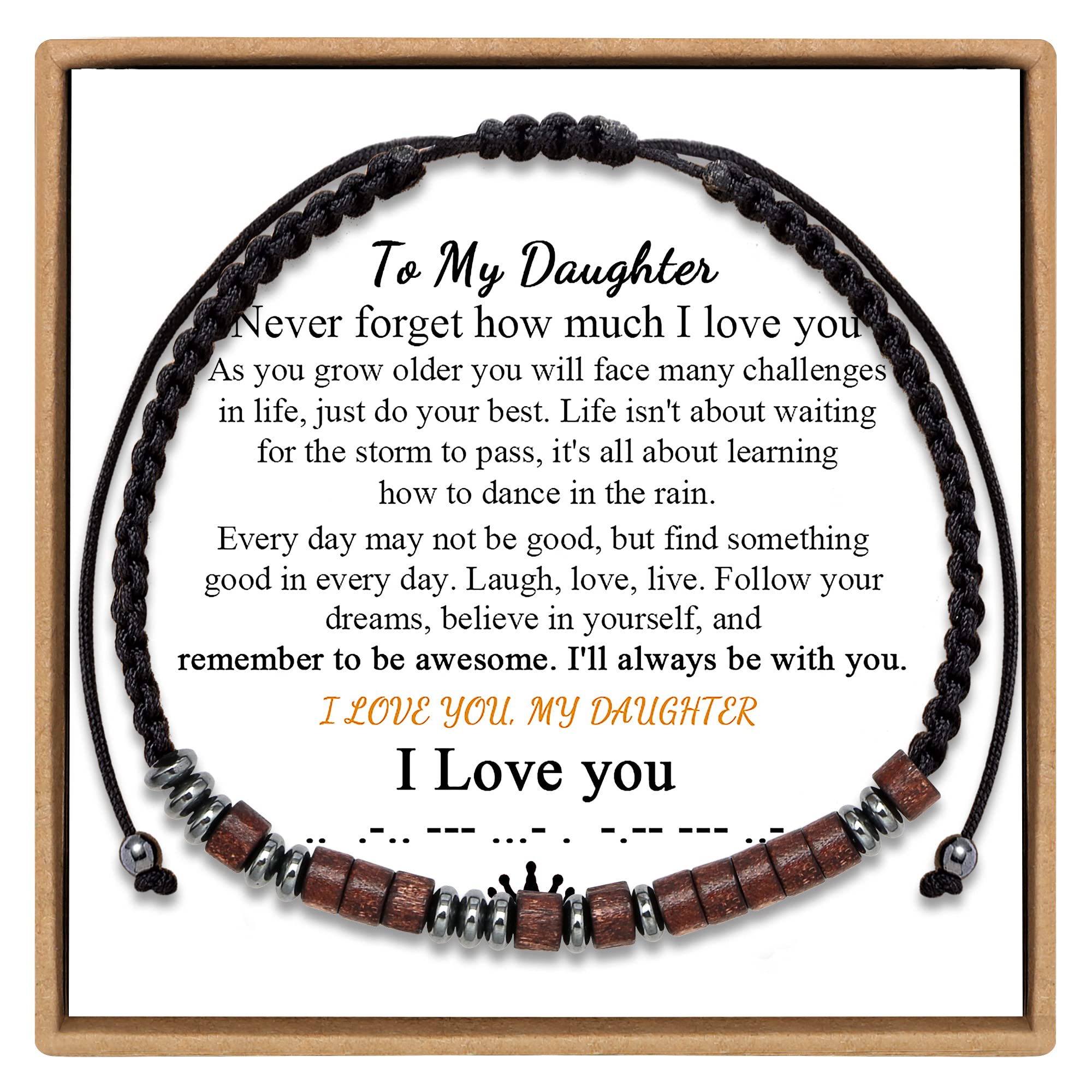 Morse Code Bracelet for Women & Men - Wooden Wrap Strand Bracelet - Anniversary, Birthday Gifts for Best Friend, Mom, Daughter, Boyfriend, Girlfriend, Husband - Perfect for Everyday Wear, Special Occasions & Thoughtful Gifting