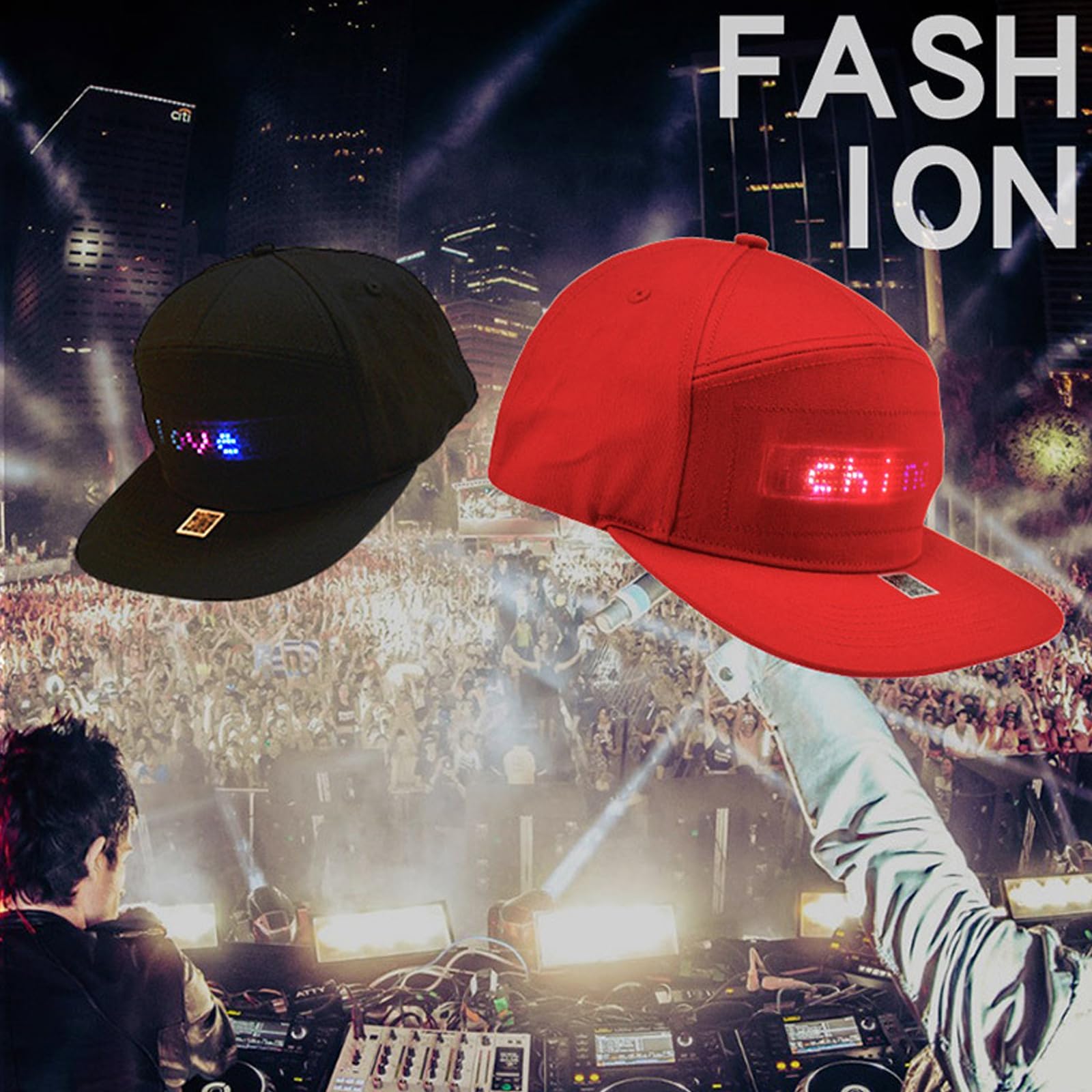 Yoyoway Bluetooth LED Rolling Display Hat - Customizable Text & Patterns for Sports, Concerts, and Night Events - Rechargeable & Wireless LED Cap for Advertising, Parties, and Outdoor Activities