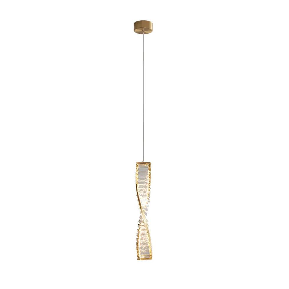 Elegant Spiral Strip Crystal Pendant Light - Modern Chandelier for Dining Room, Living Room & Bedroom Decor
