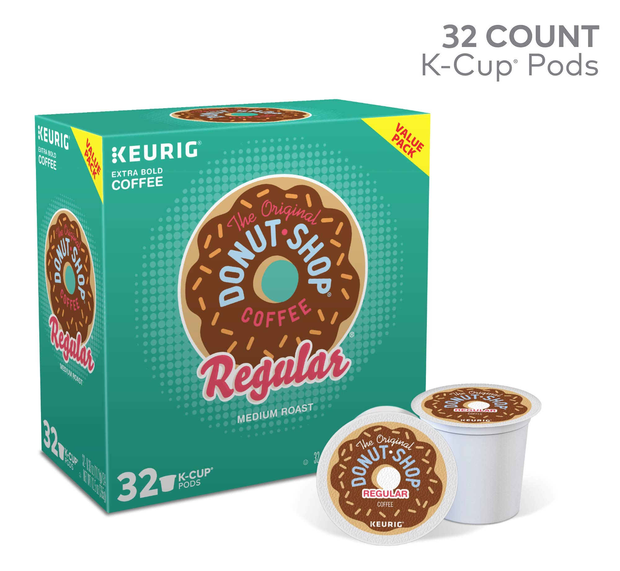 Keurig K-Mini Plus Single Serve Coffee Maker with 32 Donut Shop Coffee Pods - Compact & Fast Brewing for Home, Office & Dorm Use