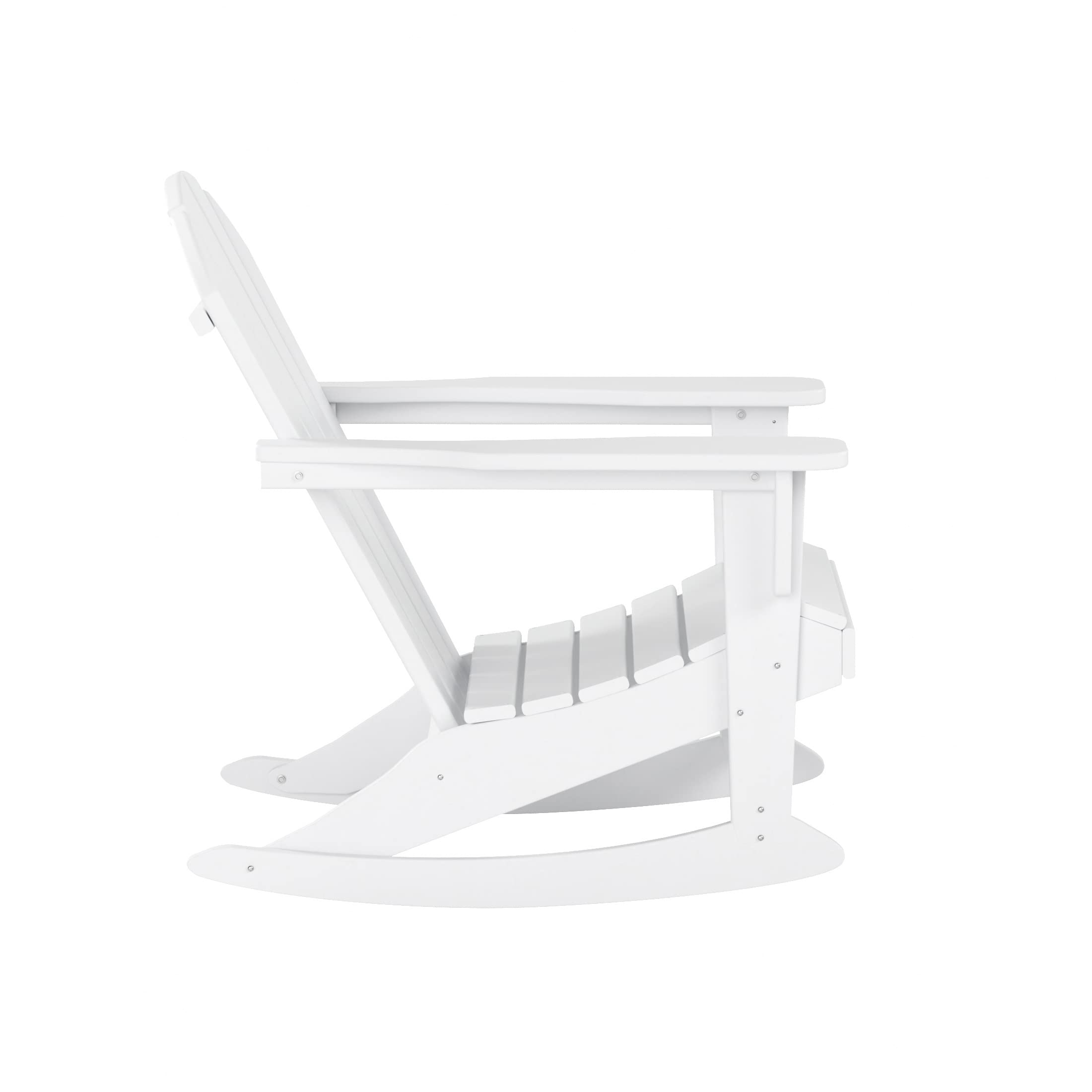 WO Home Furniture Classic Outdoor HDPE Patio Rocking Chair - UV & Weather Resistant, White - Perfect for Backyard, Garden, Porch & Poolside Relaxation