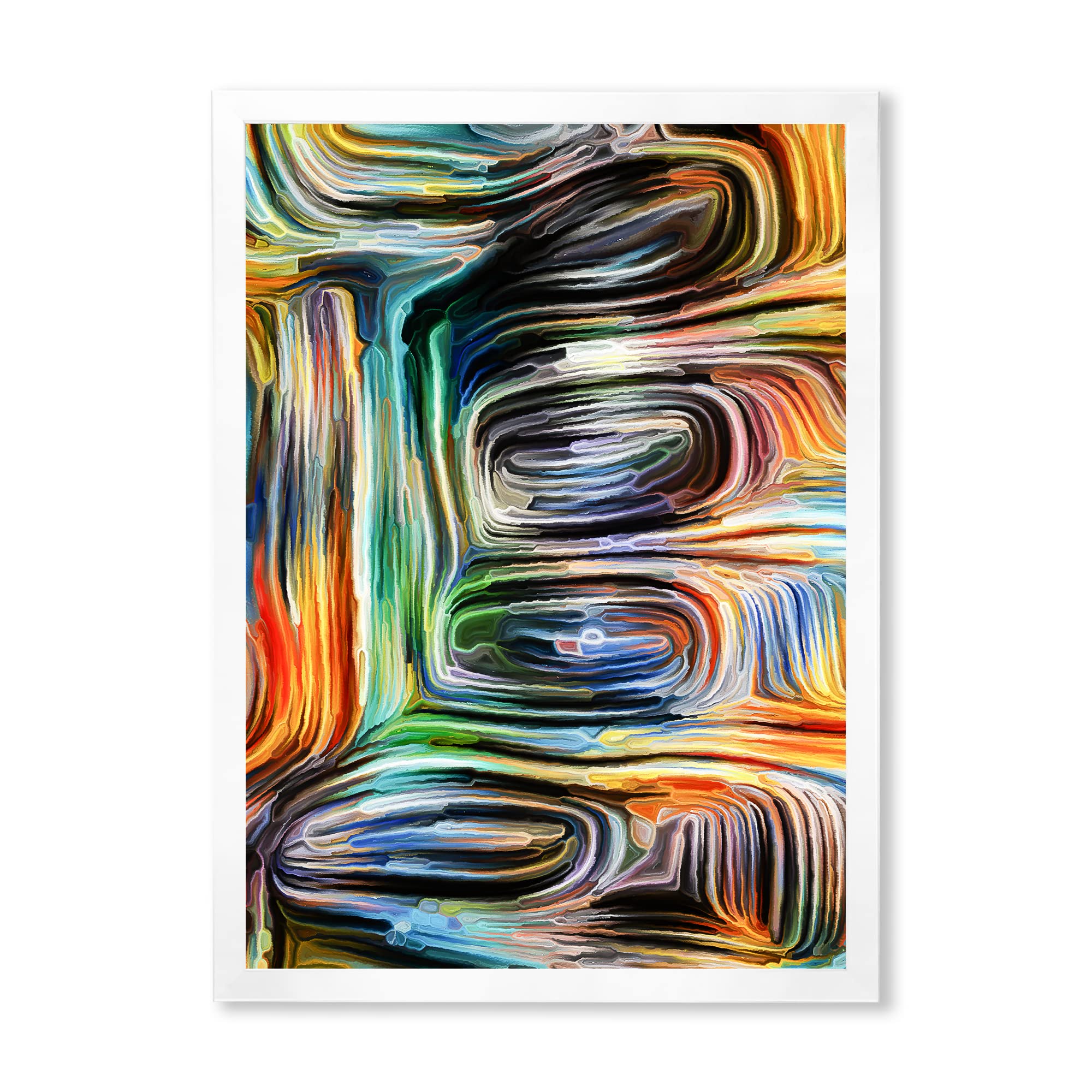 Color Fusion VII Modern Framed Wall Art - Contemporary Abstract Canvas Painting for Living Room, Bedroom & Office Decor