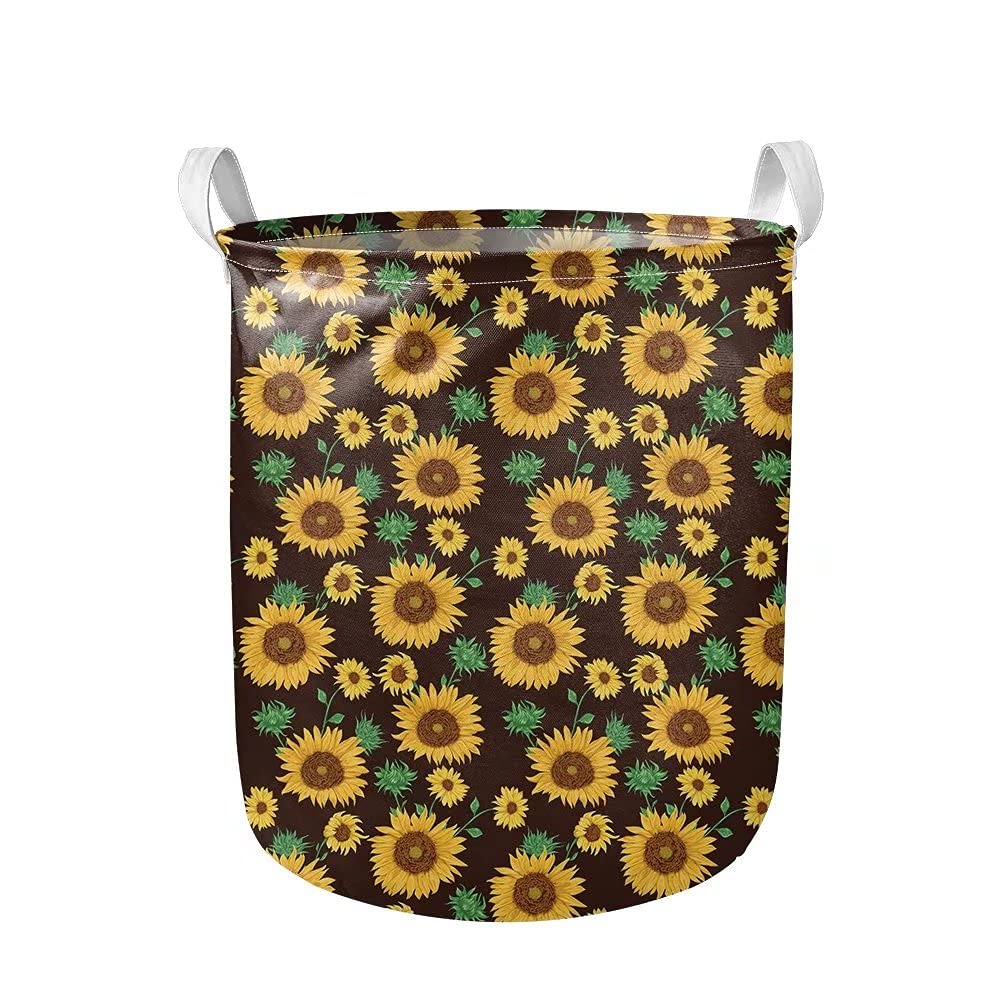 Daulesho Vintage Sunflower Print Laundry Hamper with Handles - Light Blue Clothes Storage Basket for Bedroom, Bathroom & Closet Organization - Perfect for Laundry Rooms, Dormitories and Nursery Decor - 'You Are My Sunshine' Theme