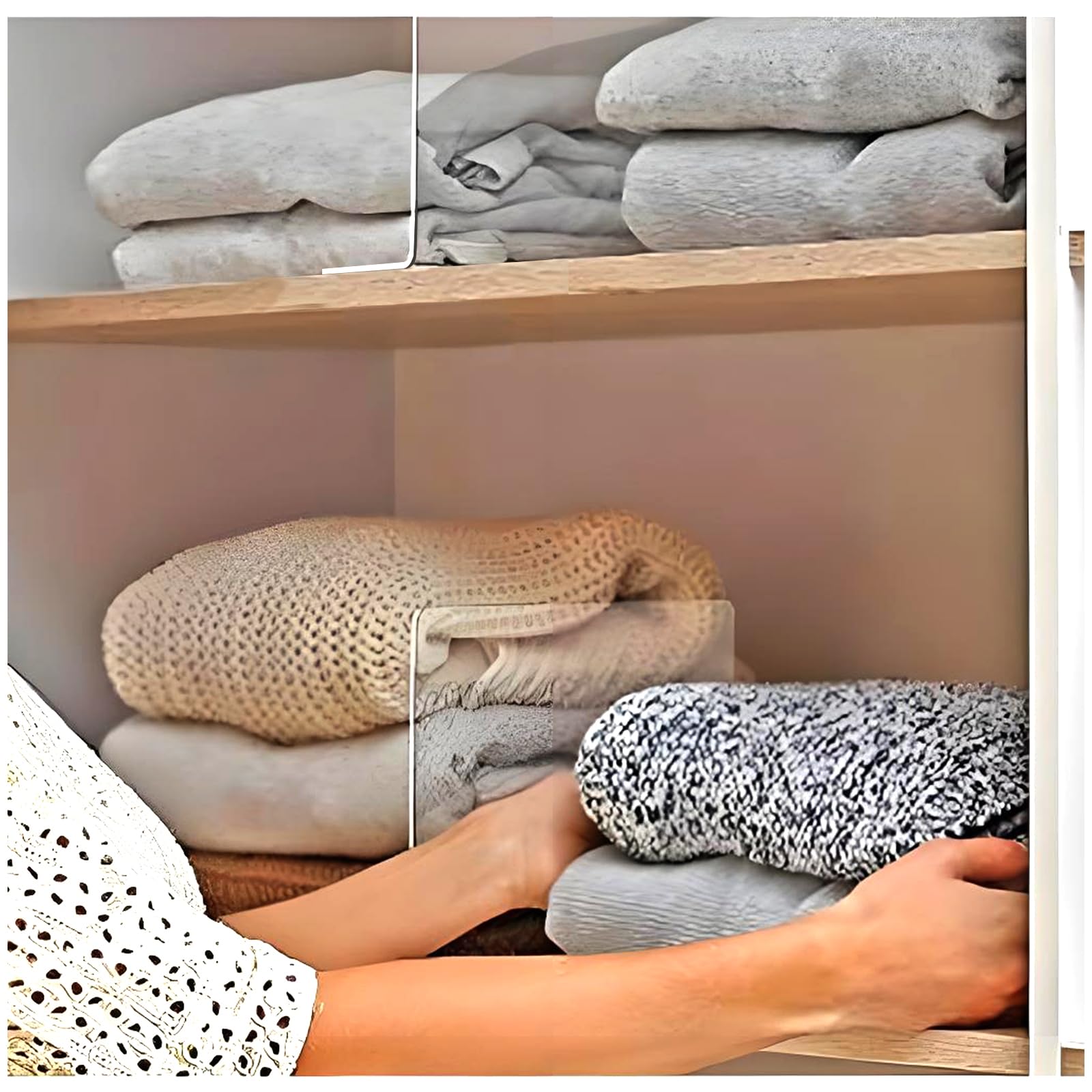 8-Pack Clear Acrylic Shelf Dividers for Closet Organization - Tall Closet Organizers for Clothes, Towels, Sweaters, Purses & Handbags - Perfect for Cabinet, Shirt and Wardrobe Storage (Great for Bedroom, Walk-in Closet and Retail Store Display)