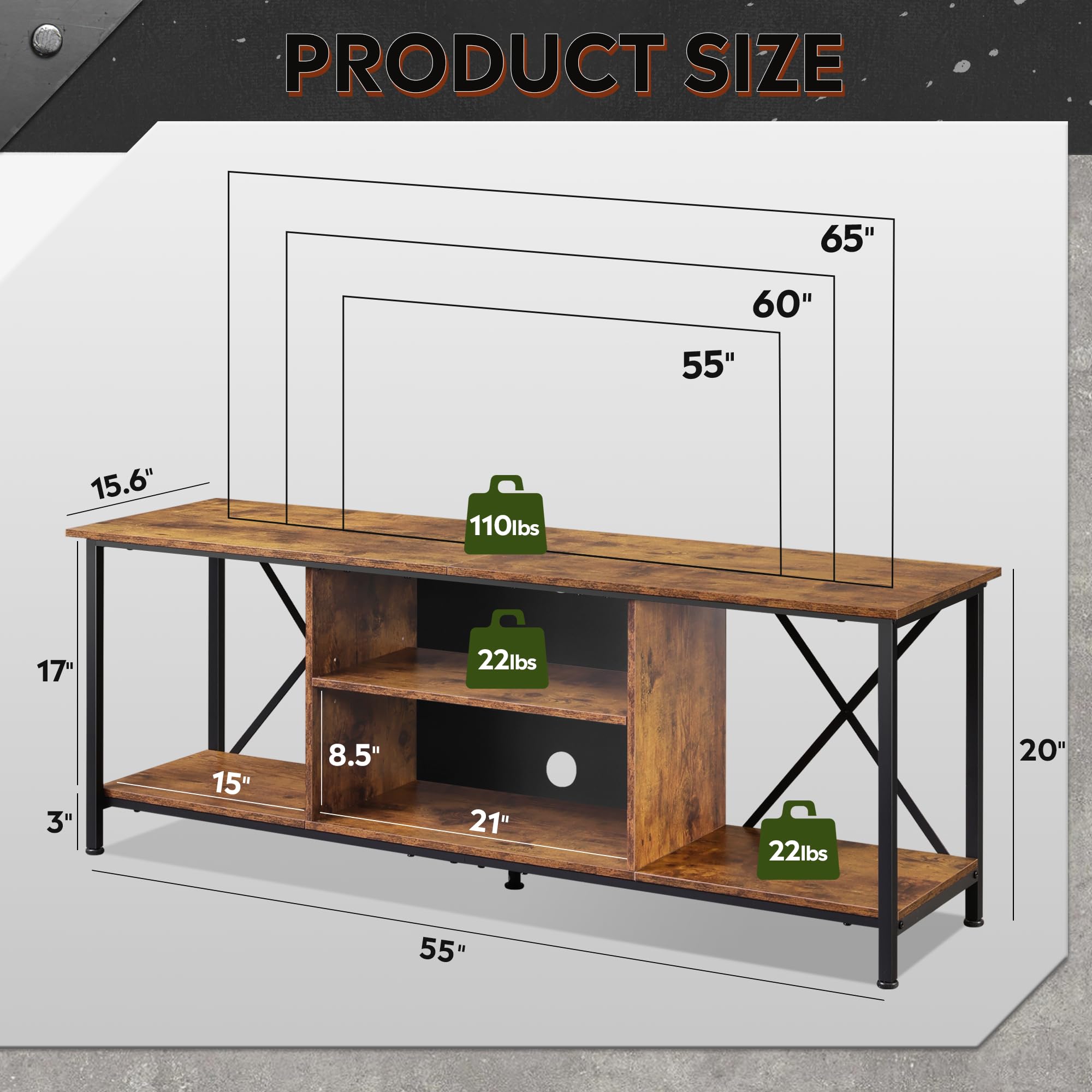**WLIVE TV Stand for 65 Inch TV, 55