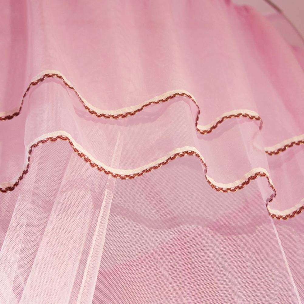 Taidda Princess Bed Canopy Net - 2.1 x 3.8 x 6.09 Ft Breathable Round Lace Bed Curtain in White & Pink | Perfect for Girls' Bedroom Decor, Fairy Tale Theme Parties & Nursery Room Design