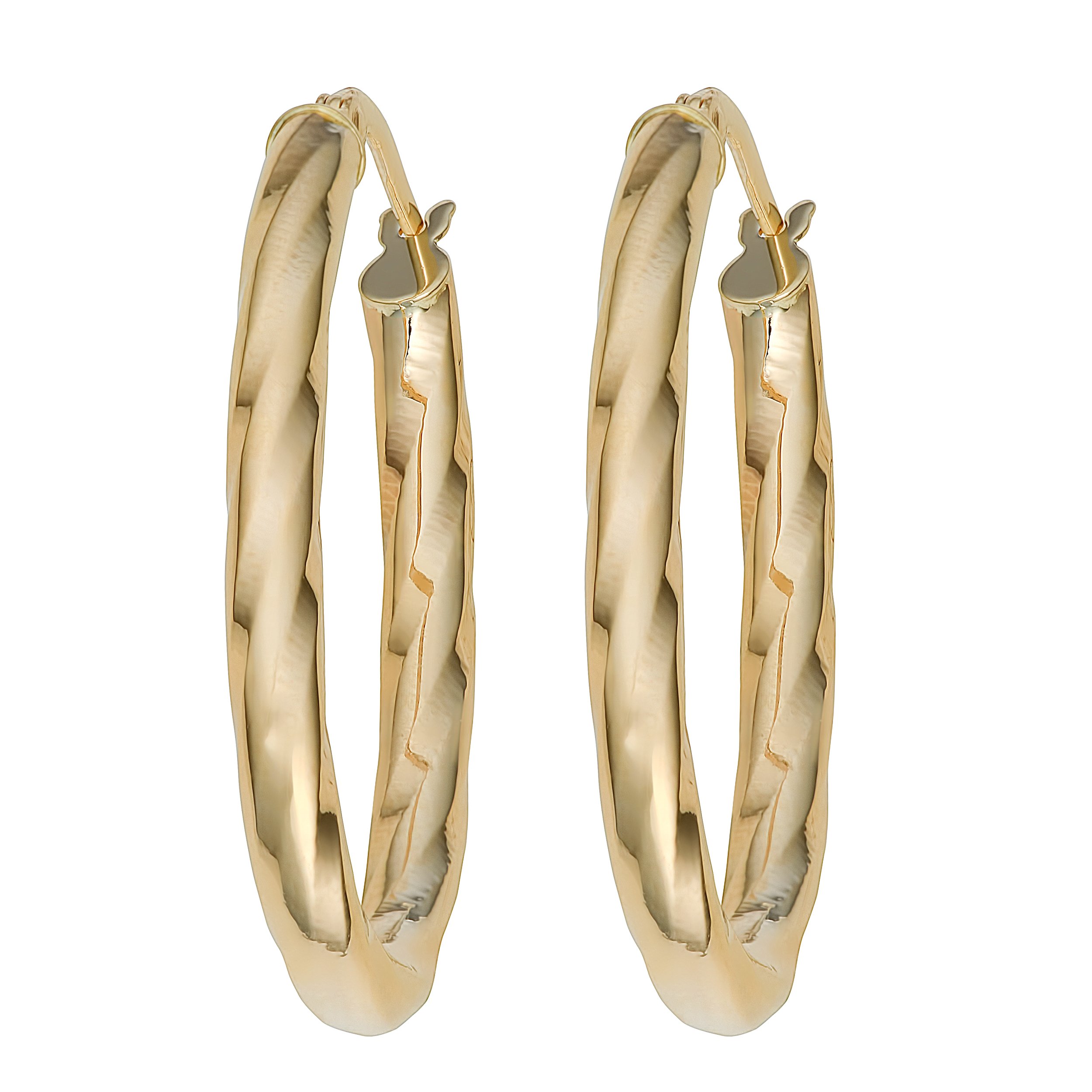 14K Yellow Gold 3mm High Polish Oval Hoop Earrings for Women - Elegant Everyday & Special Occasion Jewelry Gift