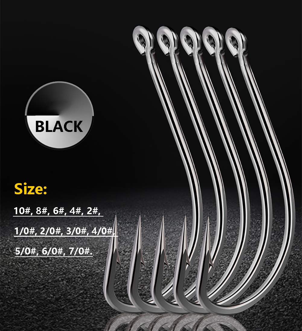 150pcs Forged Long Shank Fishing Hooks - Stainless Steel Saltwater & Freshwater Circle Octopus Hooks for Bass, Trout, and Catfish Fishing