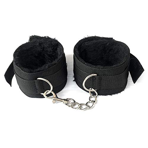 Fluffy Soft Plush Lined Leather Handcuffs Bracelet - Detachable Wrist & Leg Cuffs for Role Play, Cosplay, Yoga, Gym Workouts, BDSM, and Party Accessories - Comfortable Bondage Jewelry for Adults