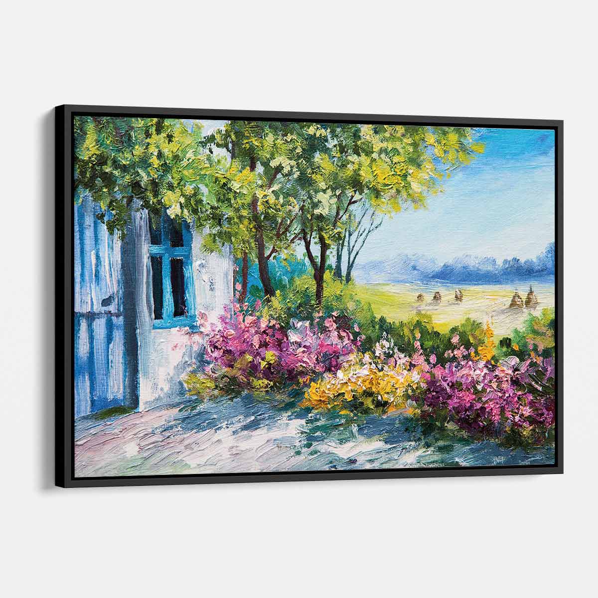 Vibrant Multi-Color Countryside Garden Wall Art Canvas Painting - Perfect for Living Room, Bedroom & Office Decor (1744)
