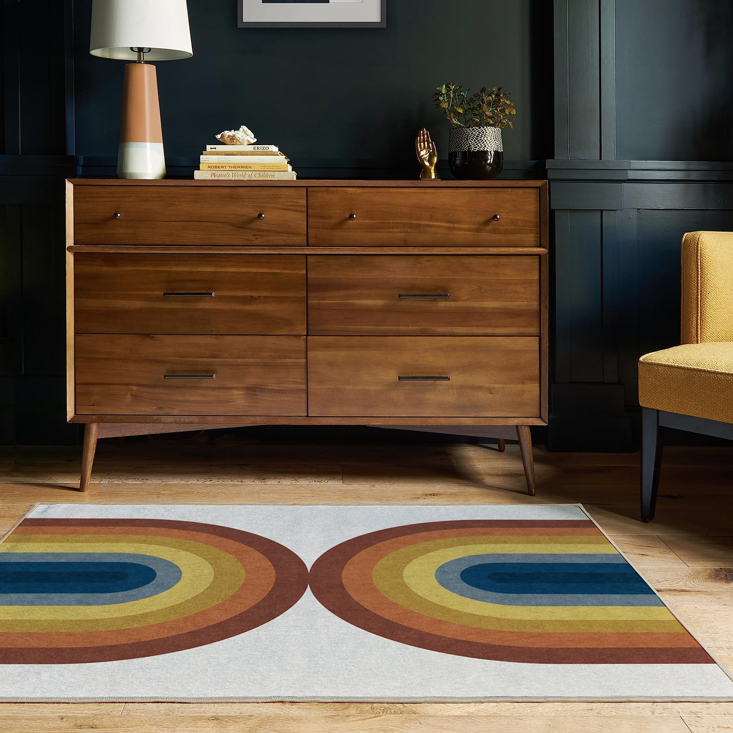 Ruggable Washable 3x5 Area Rug - Absida Rainbow | Premium Non-Slip Rainbow Rug for Living Room, Bedroom, Kitchen, Office & Classroom | Perfect for High-Traffic Areas & Pet-Friendly Homes