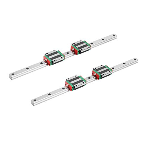 Mssoomm EGW20 20mm CNC Square Linear Guide Rail Kit - 2Pcs 700mm Rails + 4Pcs CA Carriage Slider Blocks for 3D Printers, CNC Machines & DIY Projects - Low Assembly Flange Sliders for Precision Motion Control