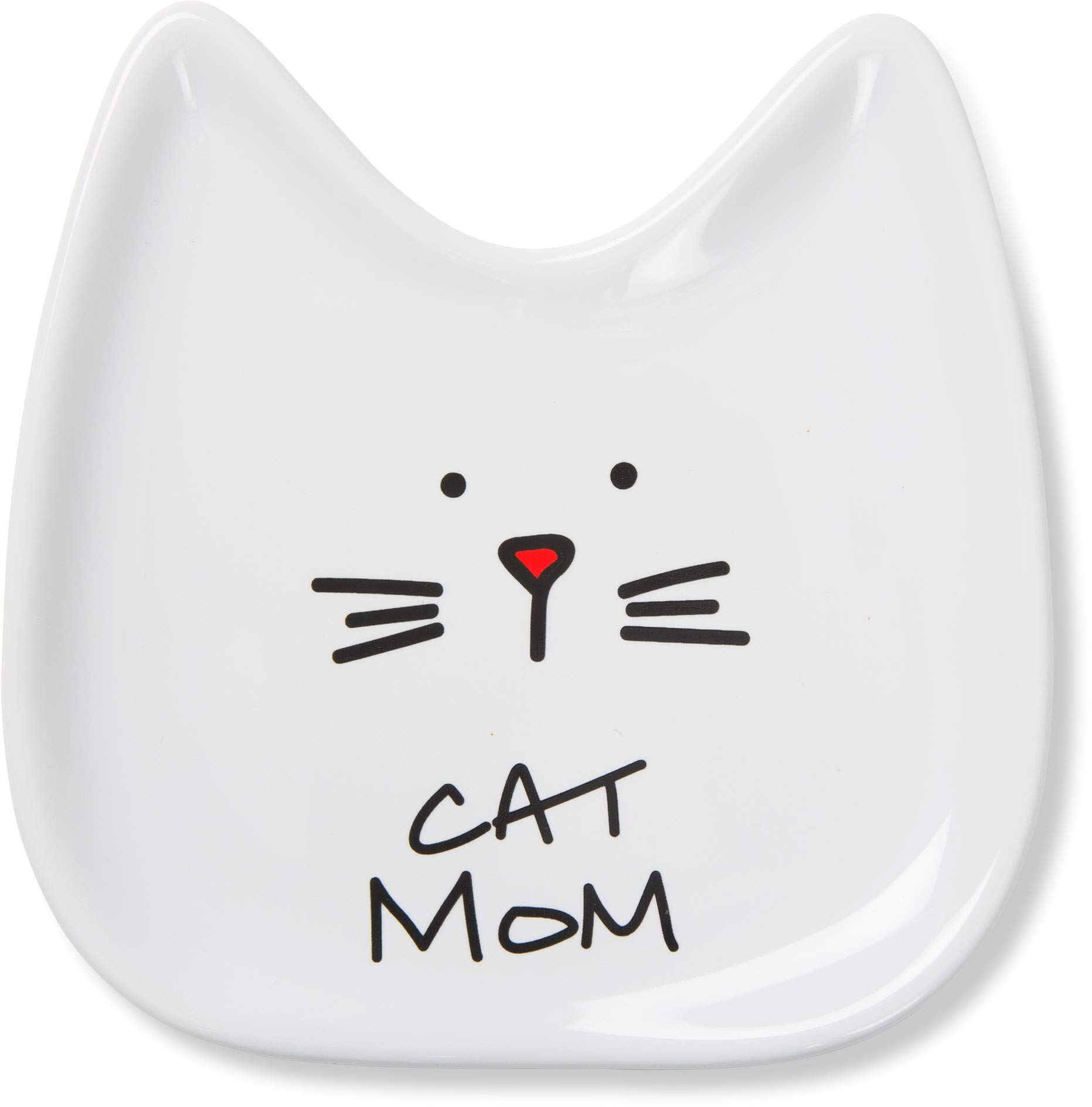 Blobby Cat Spoon Rest - 5 Inch White Ceramic Cat Mom Gift for Kitchen & Dining | Perfect for Cat Lovers, Tea Time & Cozy Home Decor