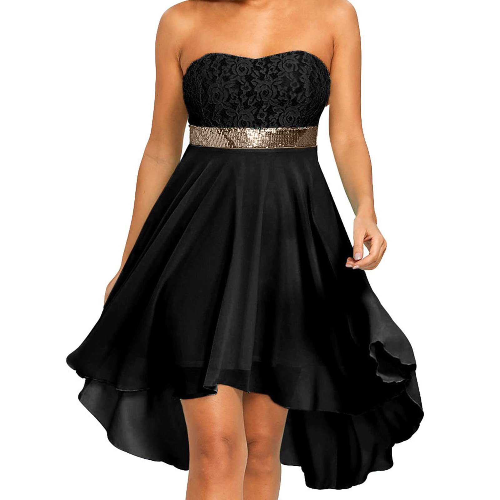 Elegant Women's Off Shoulder Chiffon Party Dress with Waist Detail & Bandeau Neckline - Perfect for Cocktail Parties, Weddings & Evening Events