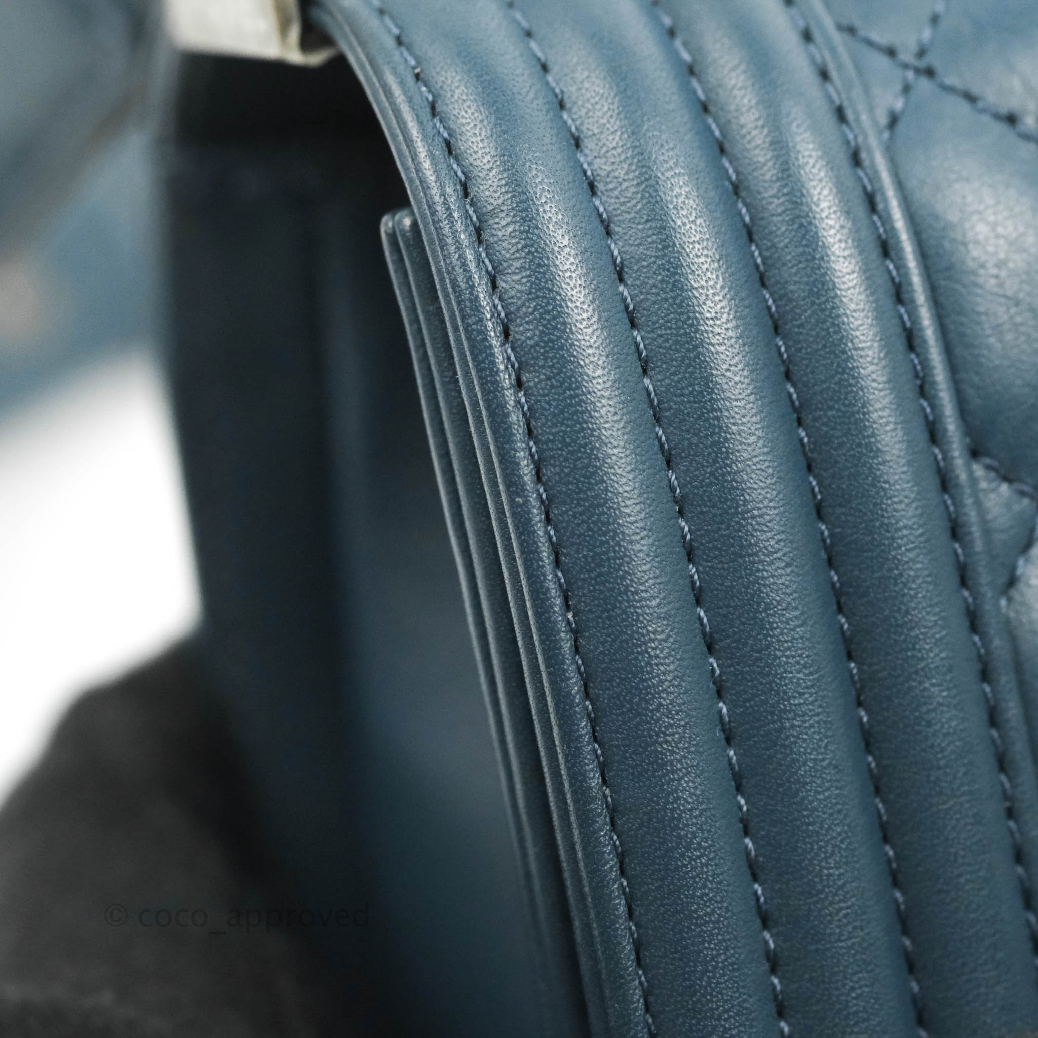 Chanel Boy Small Navy Blue Calfskin Leather Bag with Ruthenium Hardware - Perfect for Evening Events & Luxury Fashion Accessories
