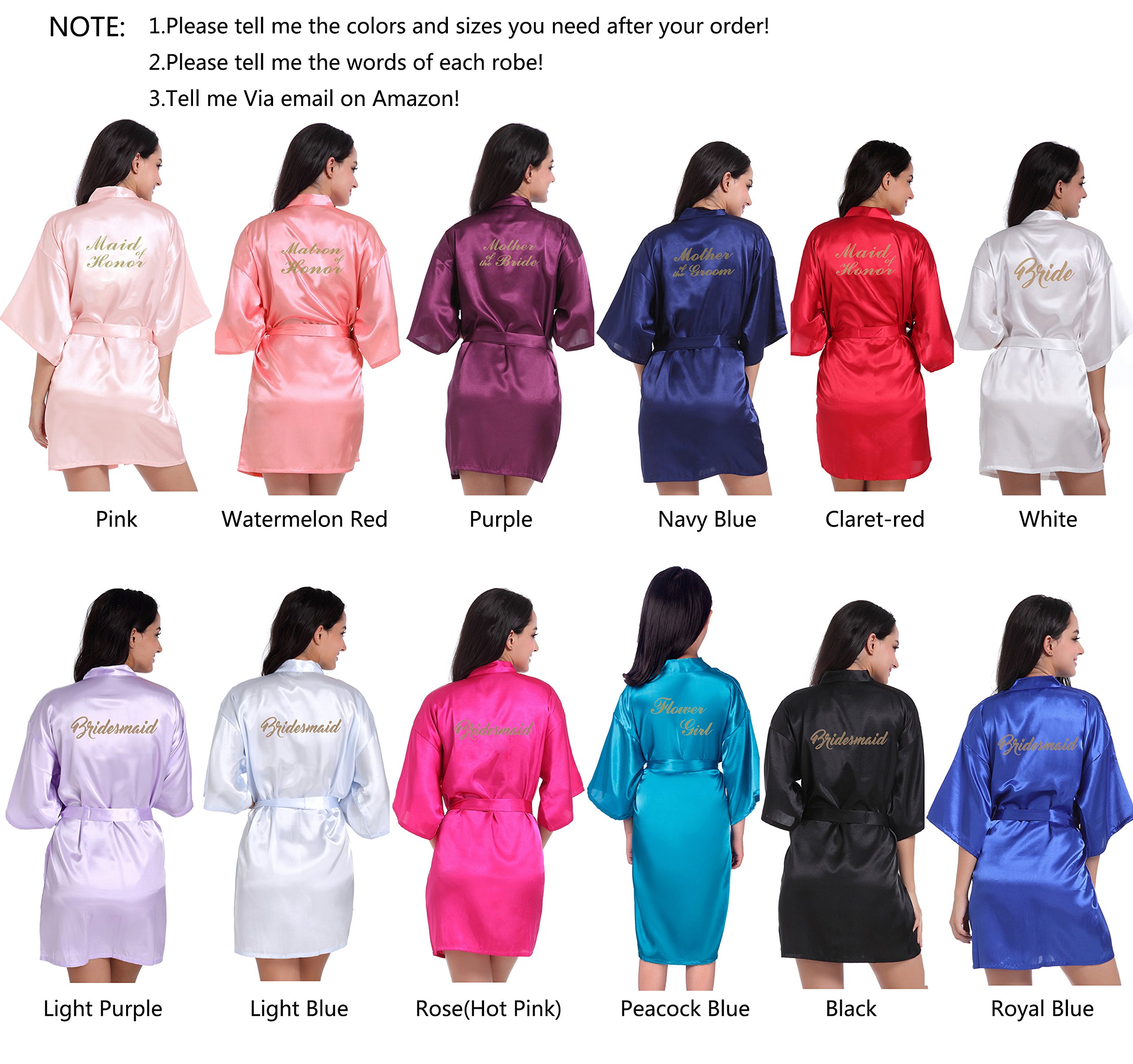 Bridesmaid Kimono Robe Set - Gold Glitter for Wedding Party Prep