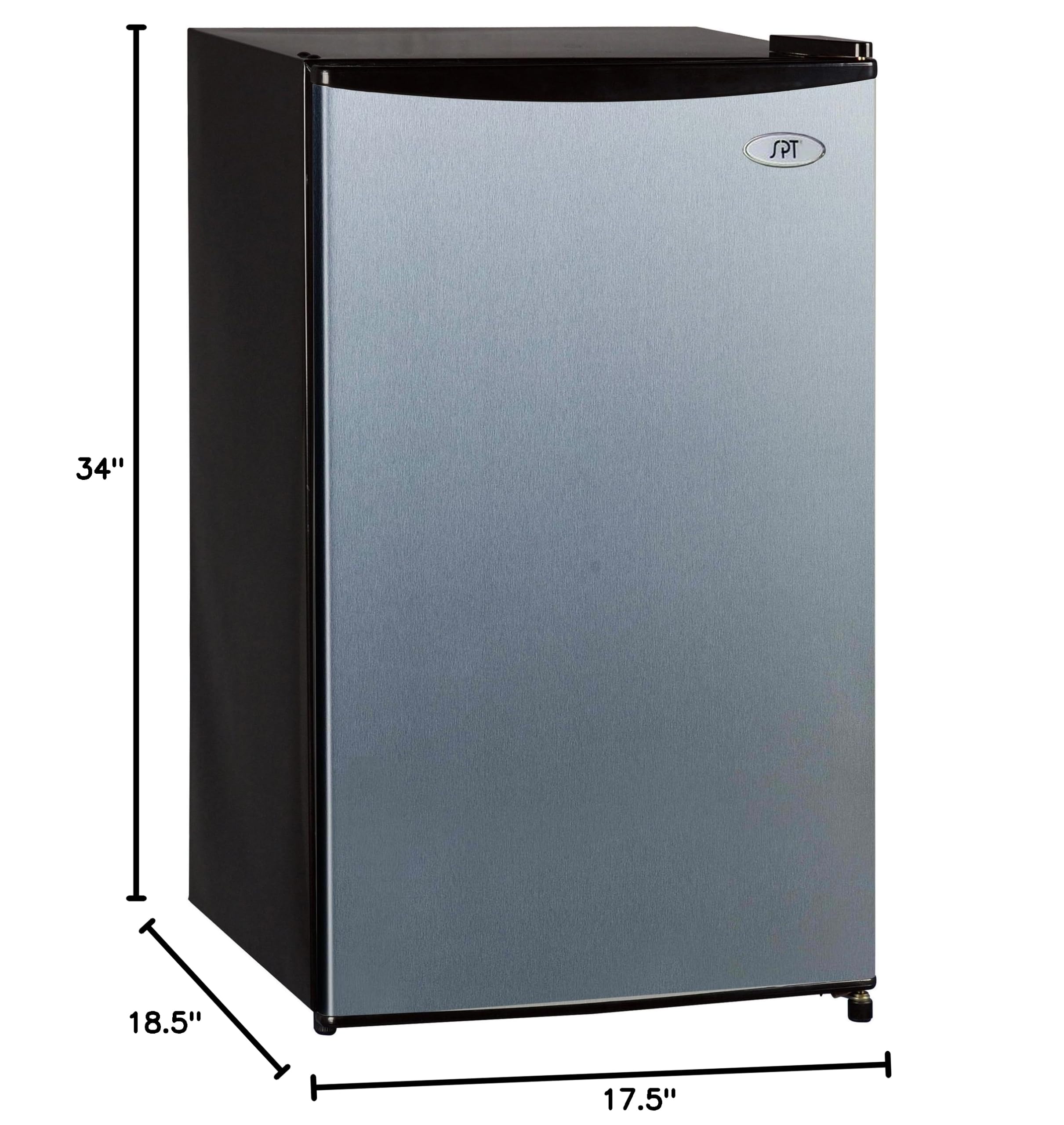 SPT RF-334SS 3.3 cu.ft. Stainless Steel Mini Fridge - Energy Star Certified Compact Refrigerator for Dorm, Office, Bedroom & Small Spaces