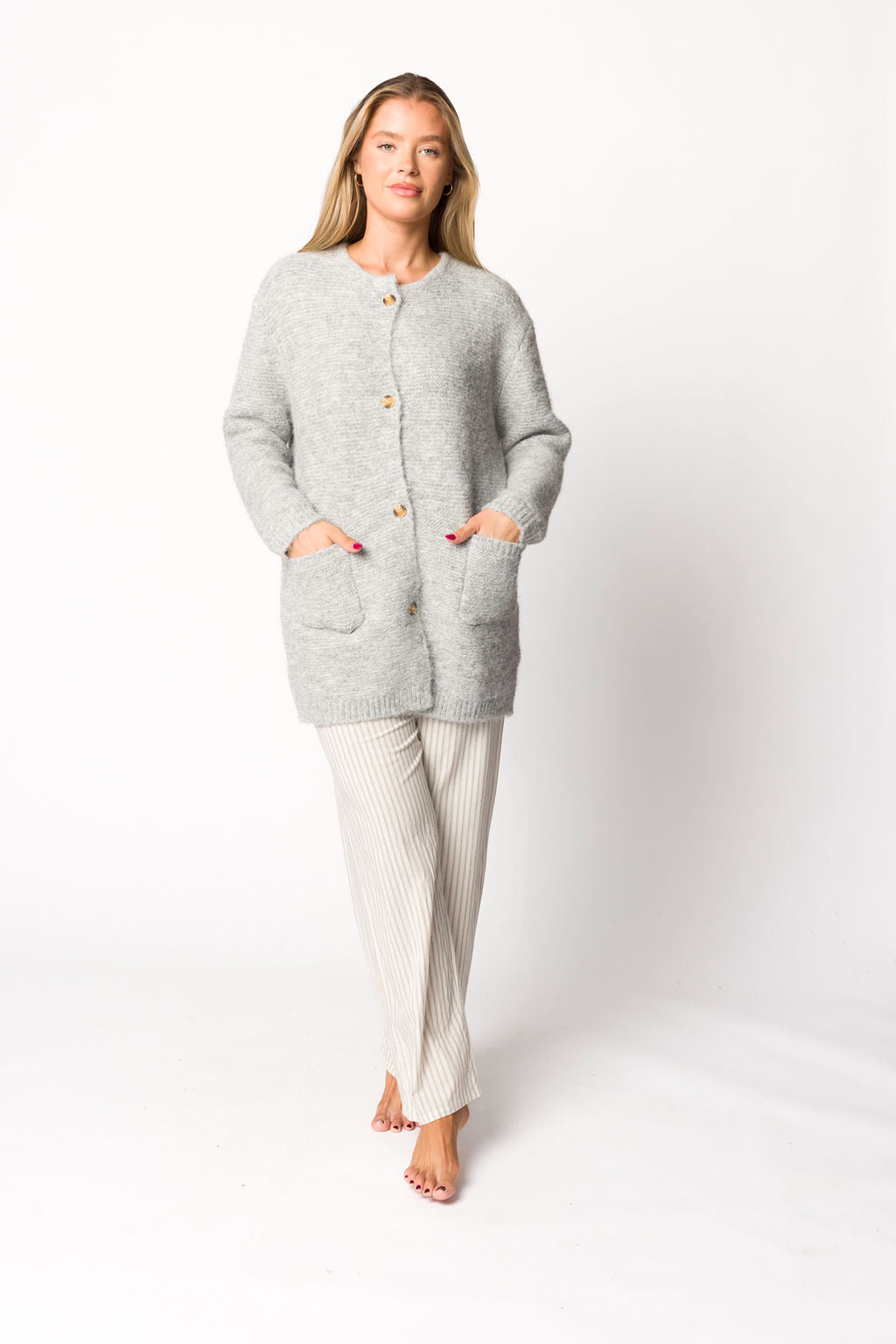 Glenn Button Down Sweater Cardigan for Women - Silver Knit Cardigan | Cozy Fall & Winter Layering Piece for Office & Casual Outfits