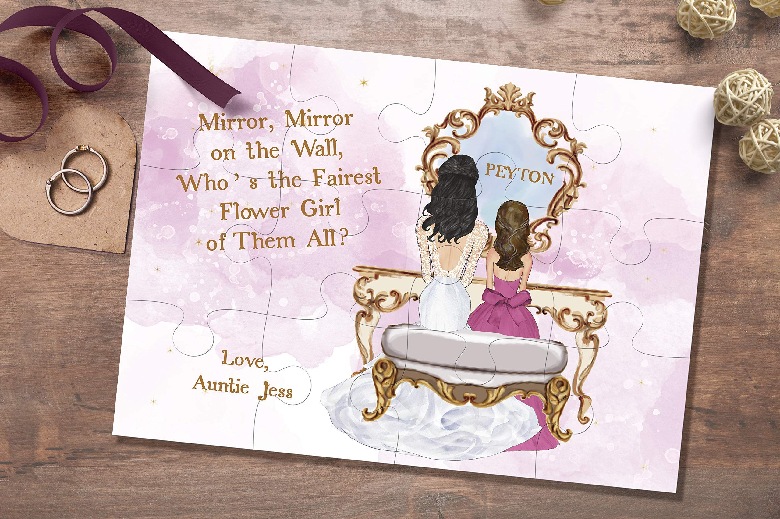 Will You Be Our Flower Girl Puzzle - Personalized Bridal Proposal Puzzle - Will You Be My Junior Bridesmaid Puzzle - Mirror Mirror on The Wall Wedding Proposal - Unique Flower Girl Gift Idea for Weddings, Bridal Showers & Special Occasions