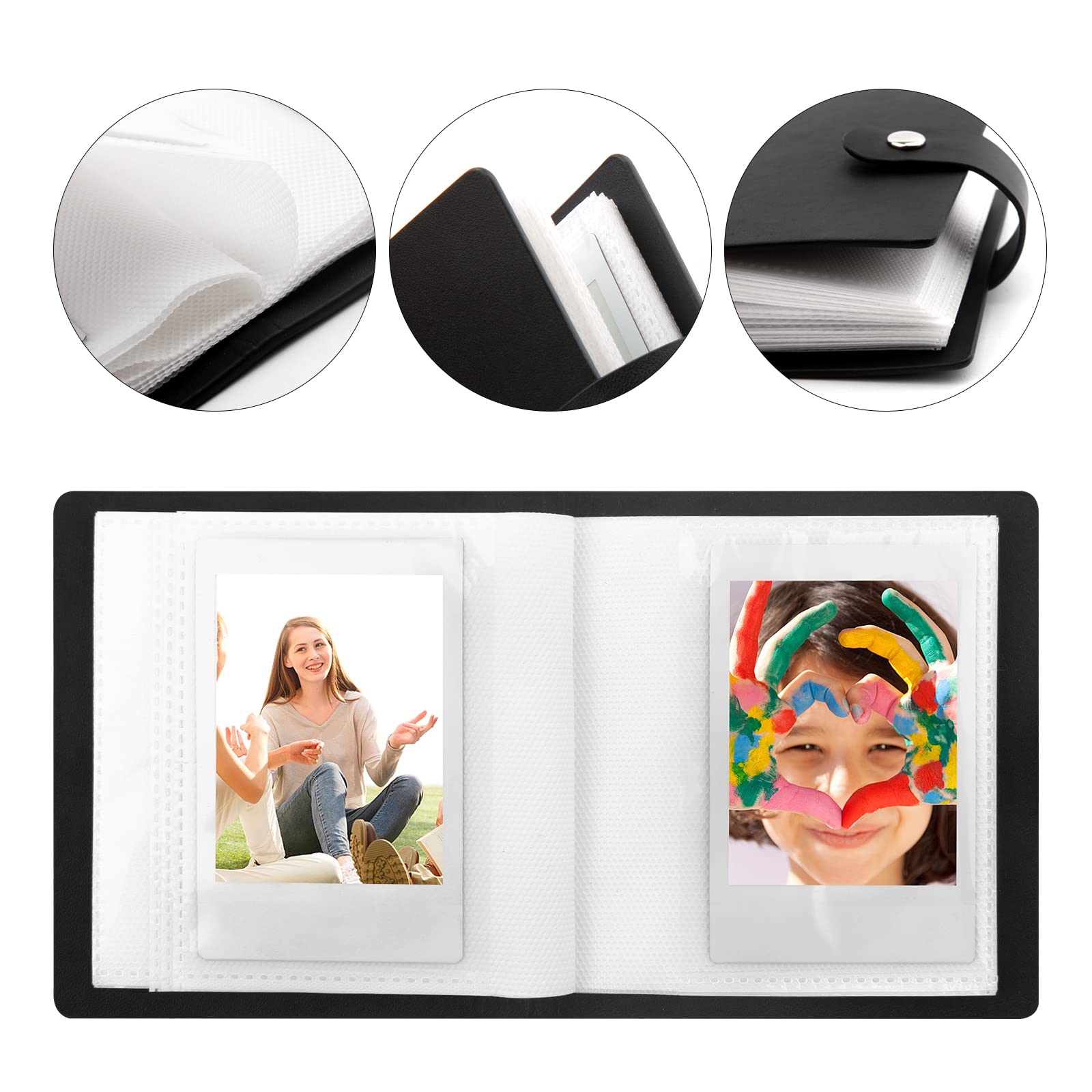 52-Pocket Mini Photo Album for Fujifilm Instax Mini, Polaroid Snap & Instant Cameras - Holds 2x3 Inch Photos (Black, 1 Pack) - Perfect for Weddings, Baby Photos & Travel Memories