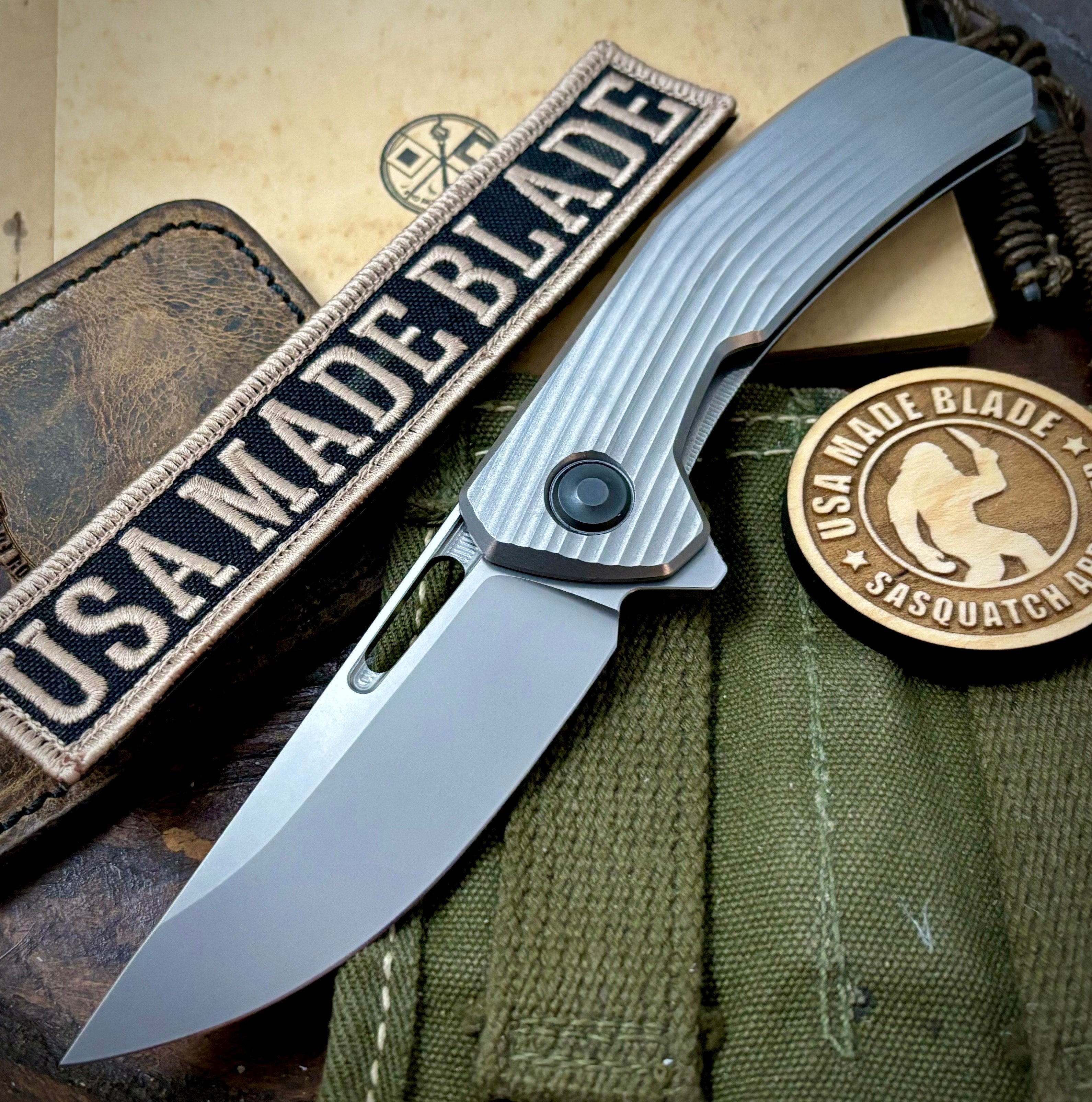 Tactile Knife Co. Archer Folding Knife - MagnaCut Blade, Titanium Handles, Blue/Yellow Backspacer & Pocket Clip, Black Ti Hardware - EDC, Outdoor, Camping, Survival Gear