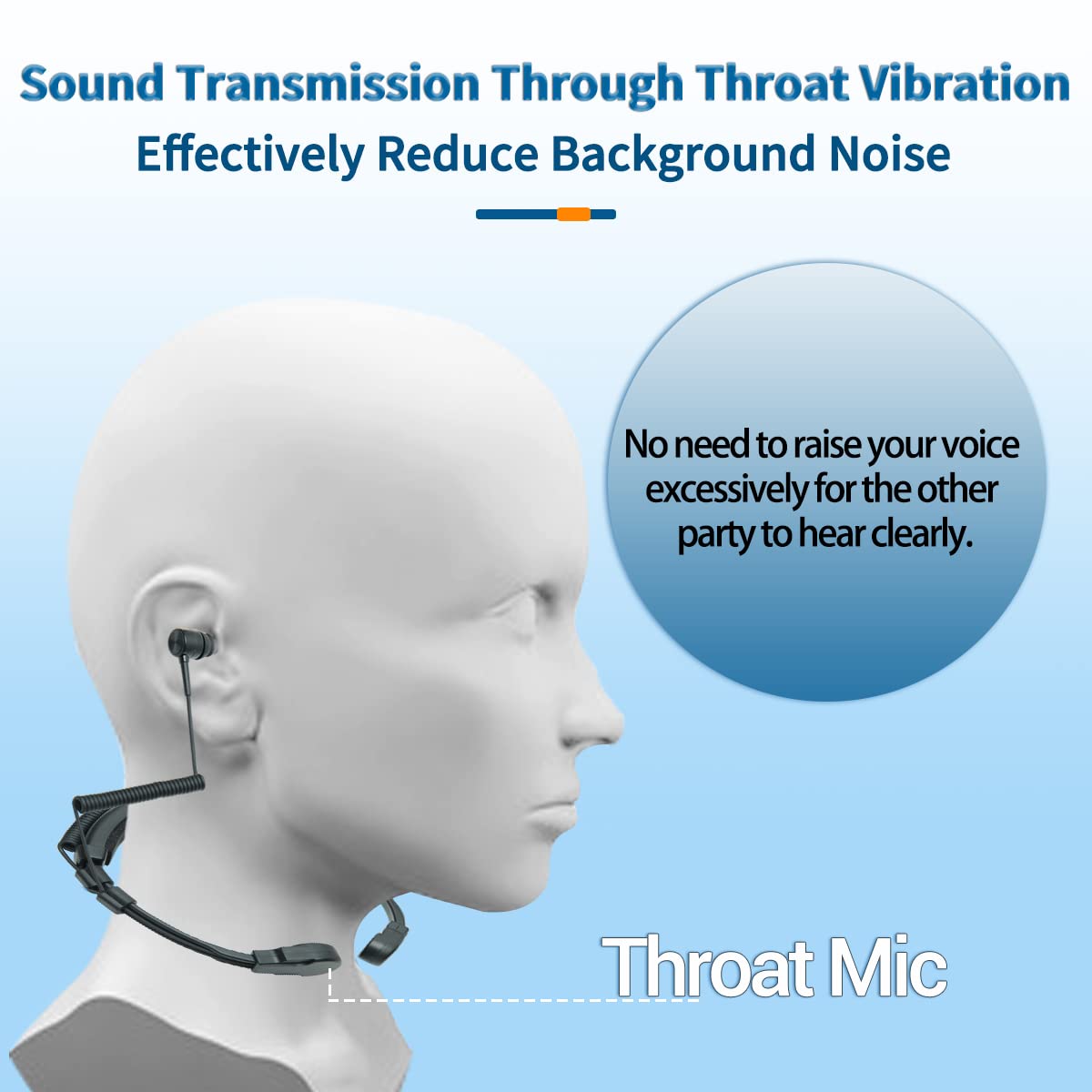 BAOFENG Adjustable Throat Mic Headset with PTT Button & Dual Earpieces - Compatible with UV-5R, BF-F8HP, UV-82, AR-152, Retevis RT22/RT68/RB26, BF-888S, H-777 Walkie Talkies - Perfect for Security, Construction & Outdoor Adventures