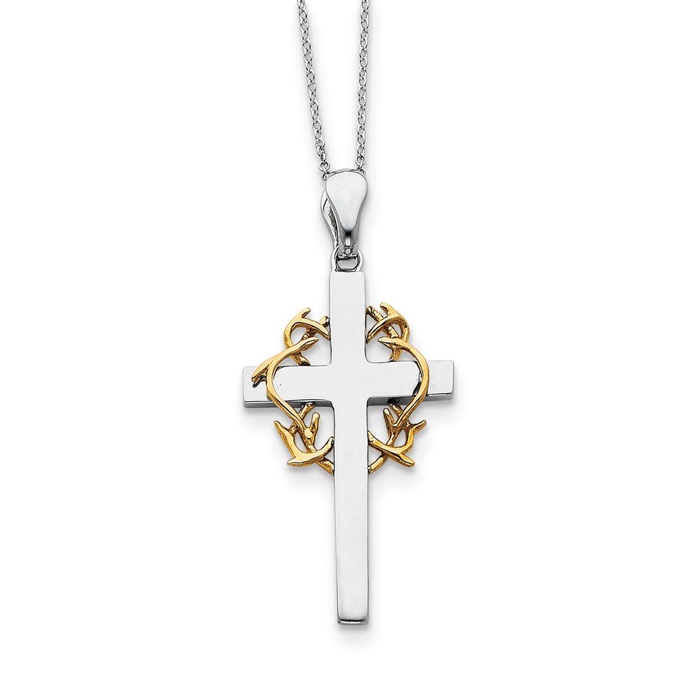 Sonia Jewels 925 Sterling Silver Gold-Plated Cross Pendant Necklace - 18 Inch No Greater Love Charm Chain - Perfect for Gifts, Religious Occasions & Everyday Wear