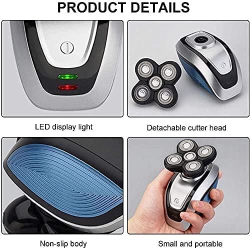 5-in-1 Electric Shaver for Men - Rotary Head Shaver & Beard Trimmer Kit for Bald Men, Waterproof USB Rechargeable with Fast Charging - Perfect for Travel, Home Grooming & Wet/Dry Shaving