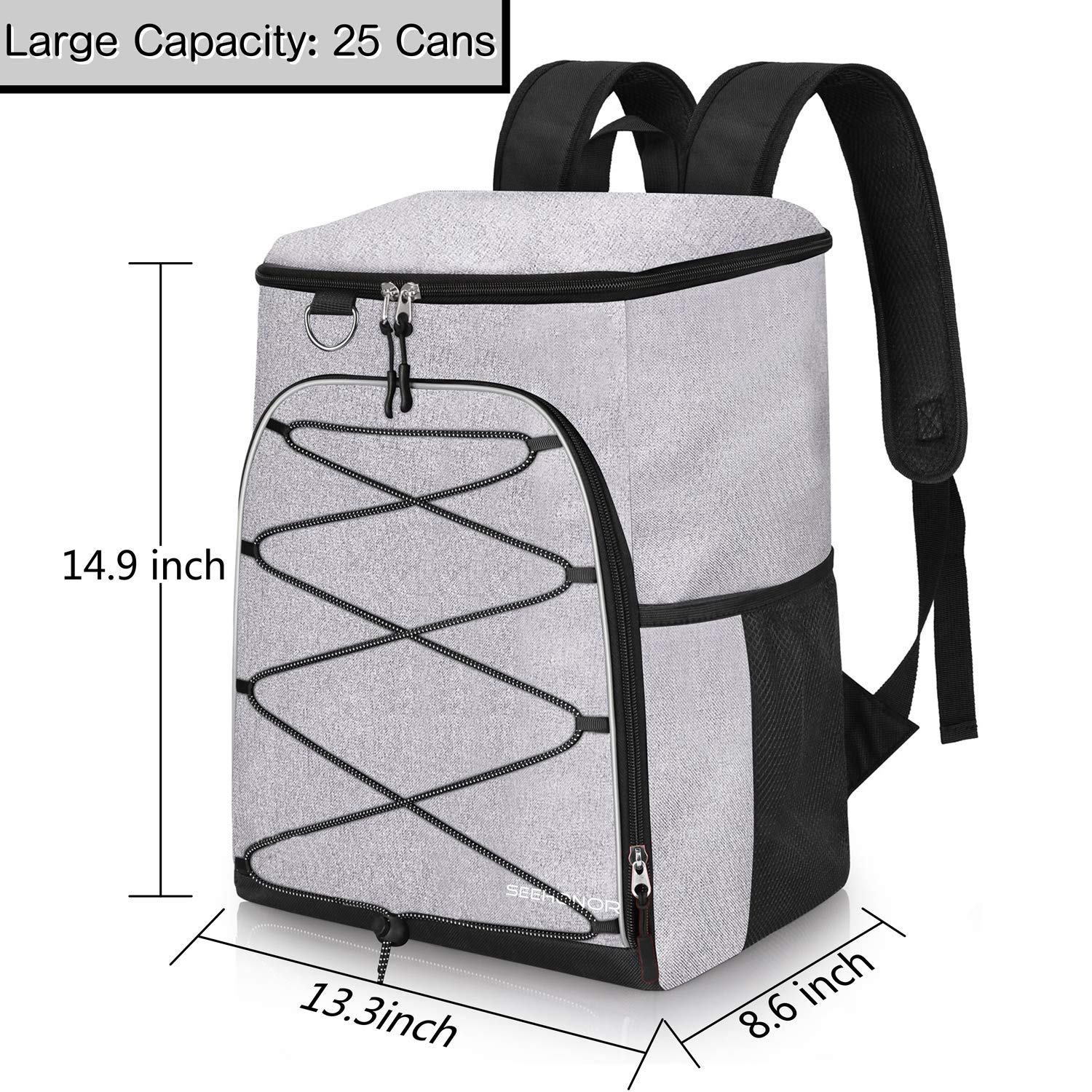 SEEHONOR Insulated Cooler Backpack - Leakproof & Lightweight Soft Cooler Bag for Lunch, Picnic, Fishing, Hiking, Camping (Holds 25 Cans) - Perfect for Outdoor Adventures, Beach Trips & Daily Commutes