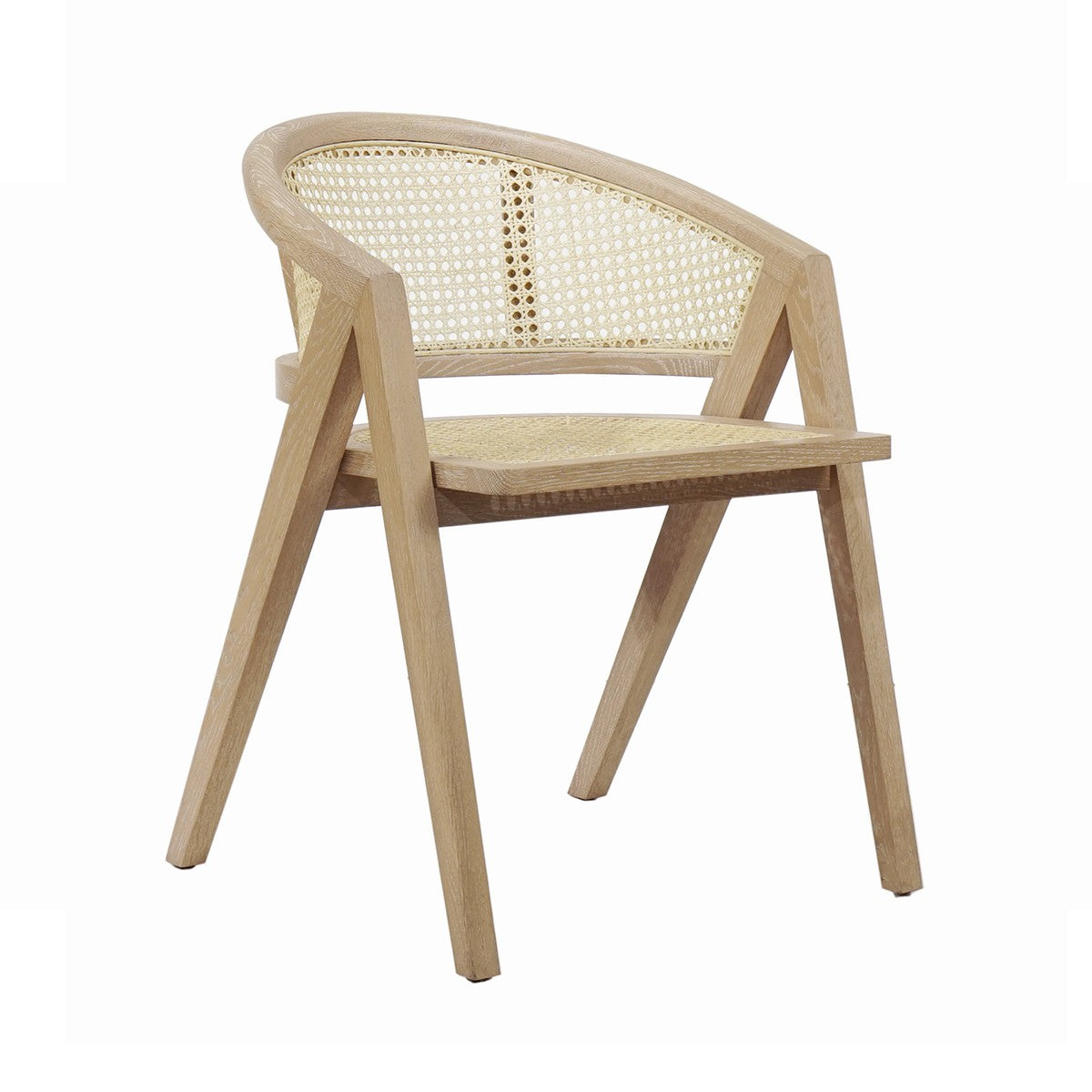 Aero Cane Barrel Back Dining Chair in Cerused Oak - Stylish and Comfortable for Dining Room, Kitchen, or Office
