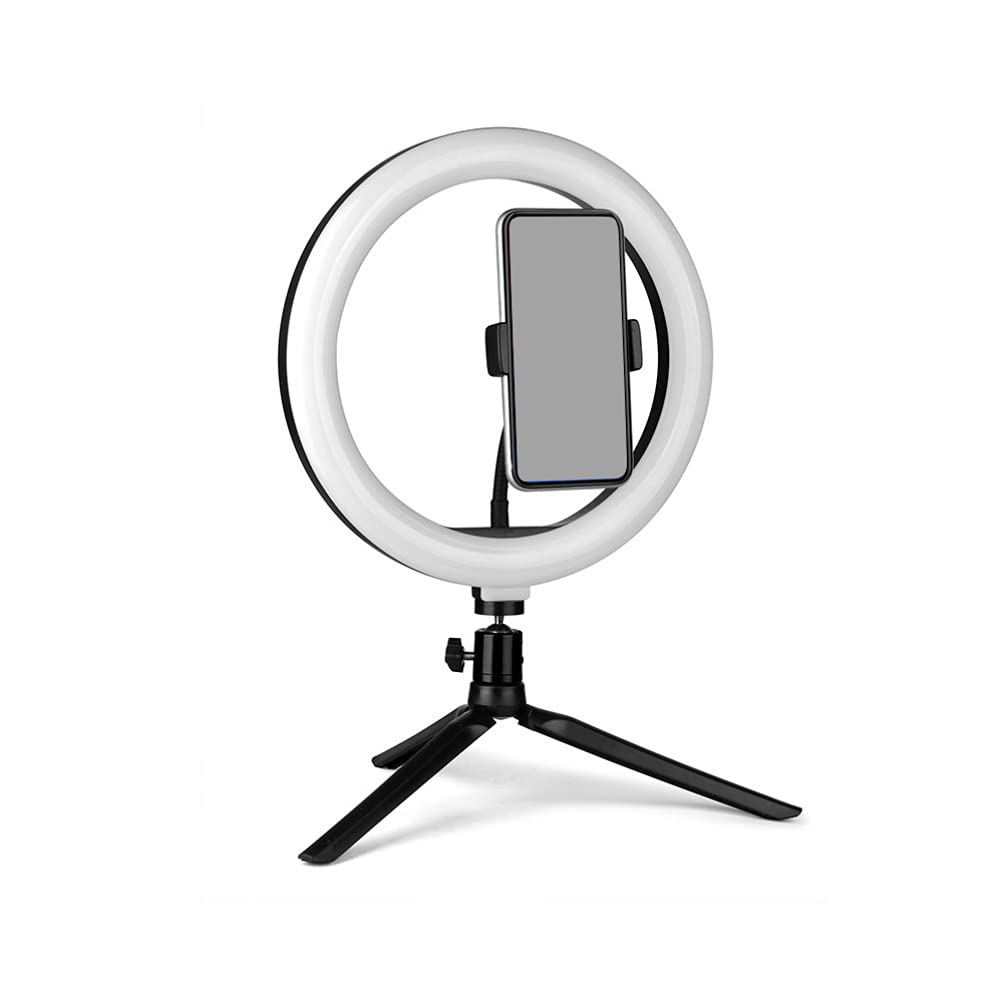 Hemobllo Desk Tripod with Ring Light - Adjustable Phone Stand & Selfie Light for iPhone, Android, Makeup, Video Calls, YouTube, TikTok (1 Set) - Perfect for Home Office, Content Creation & Live Streaming