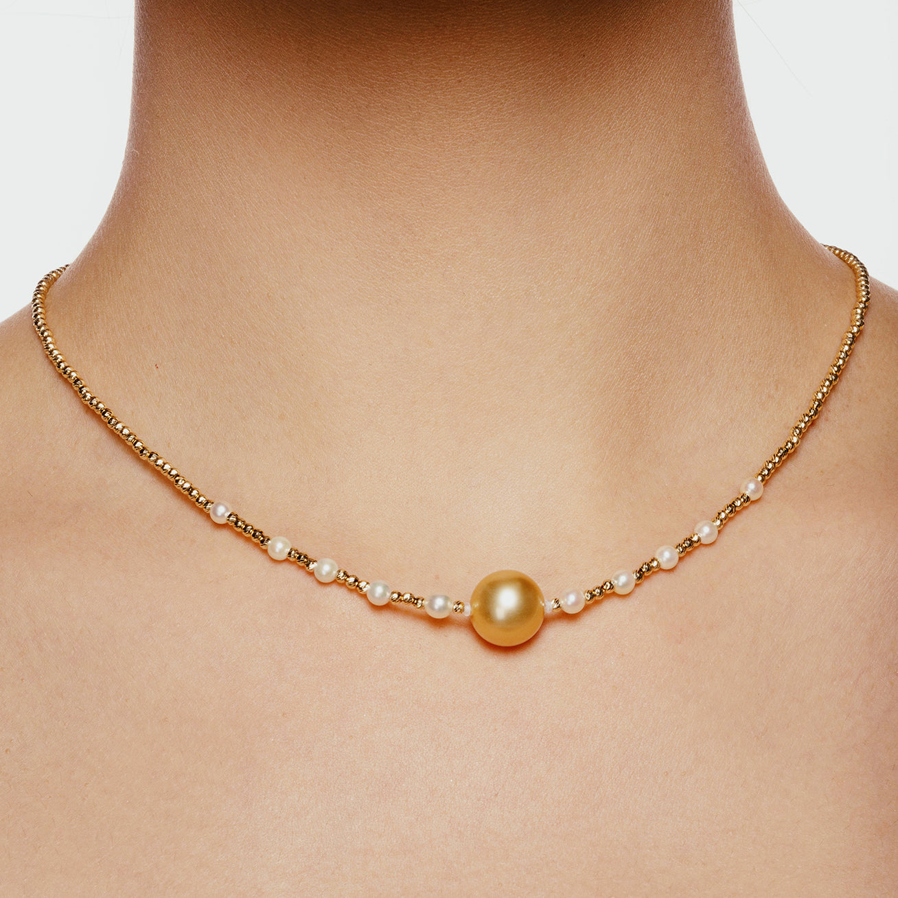 18K Solid Gold South Sea Golden Pearl Necklace KN00123 | Elegant Luxury Jewelry for Women, Wedding, Anniversary & Special Occasion Gifts