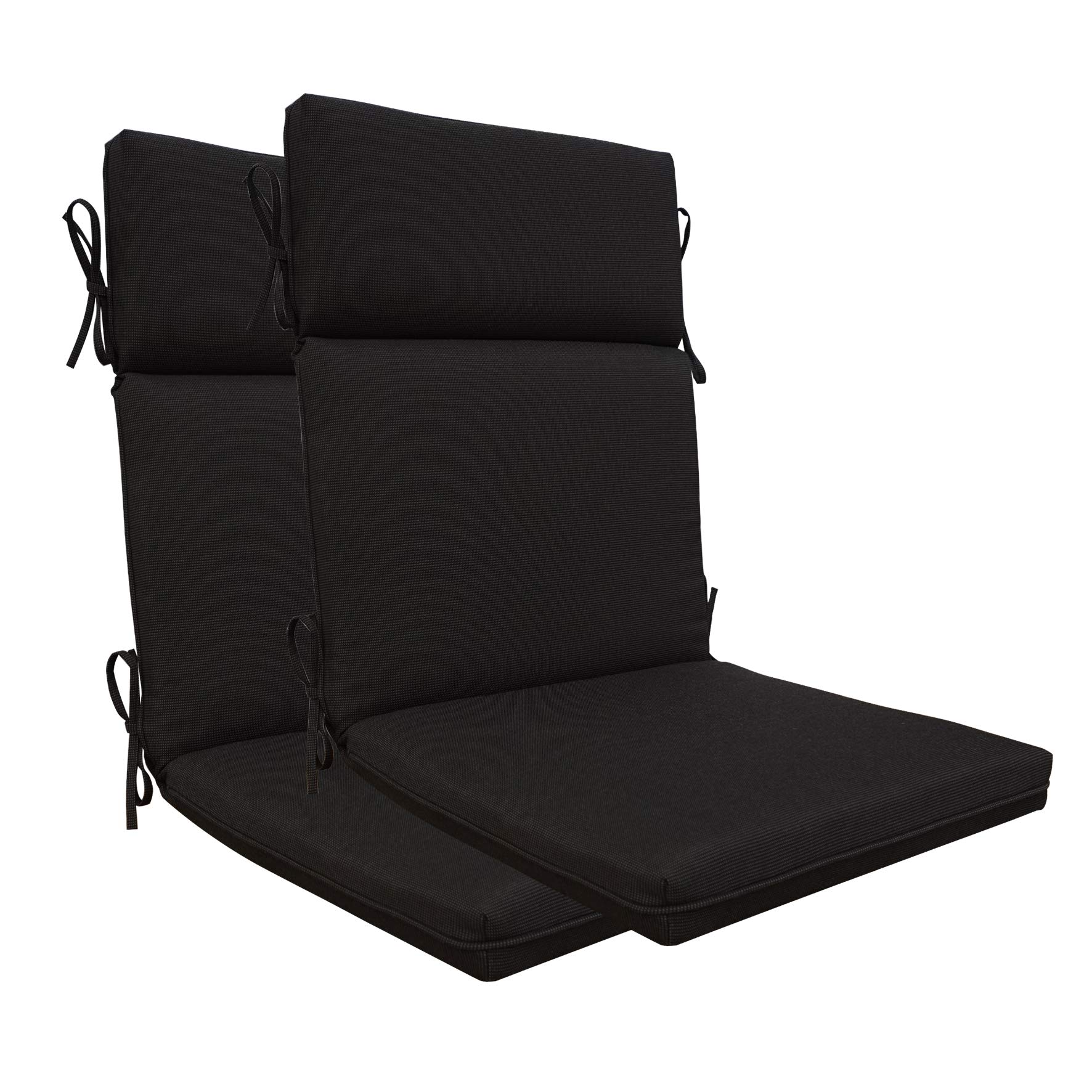 BOSSIMA High Back Chair Cushions Set of 2 - Waterproof Olefin Fabric, Indoor Outdoor Patio Furniture Replacement Cushions (Black) - Perfect for Poolside Lounging, Garden Seating & Deck Relaxation