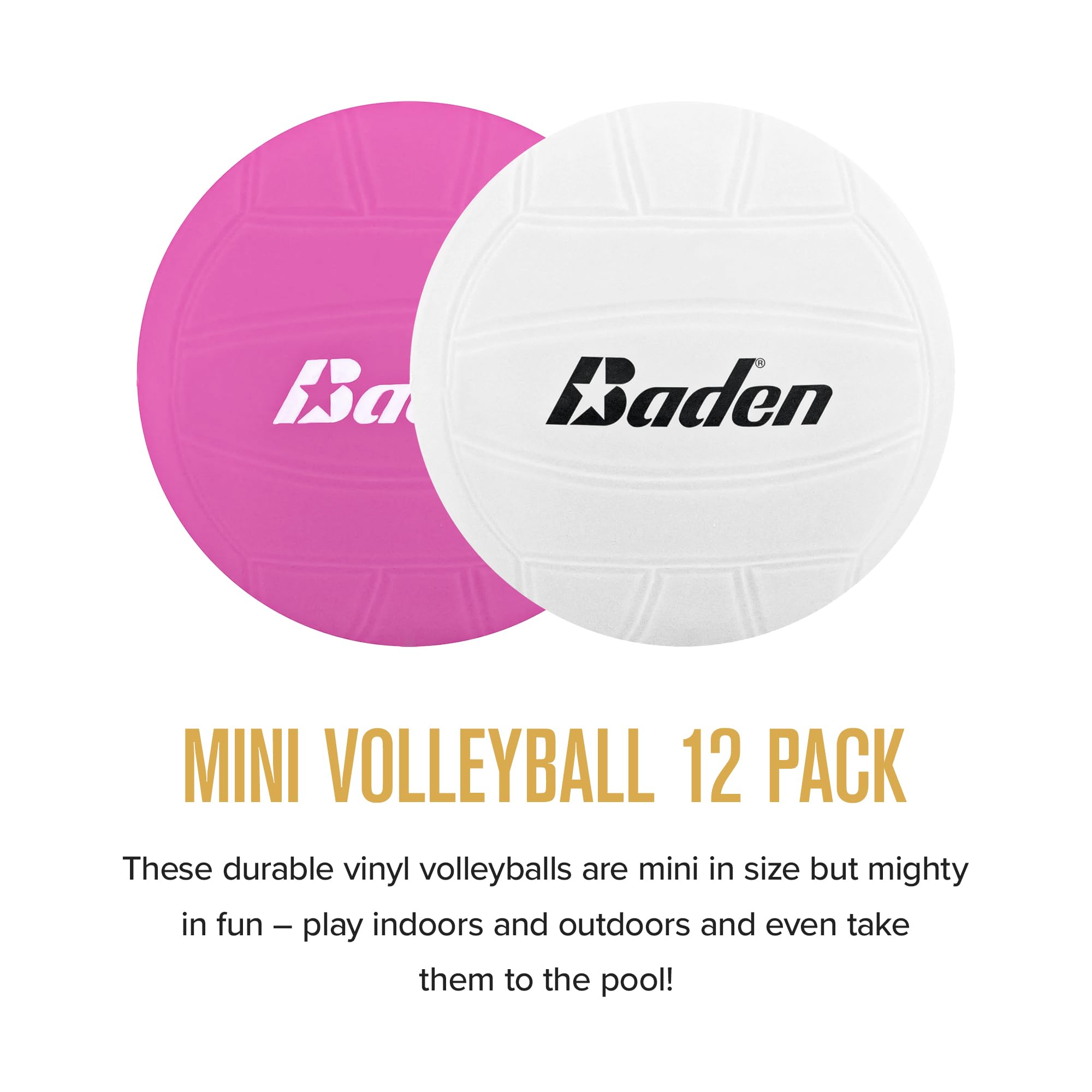 Baden 4 Inch Mini Volleyball 12-Pack with Pump - Perfect for Team Gifts, Awards, Pool Parties & Beach Games | Great for Volleyball Practice, Youth Sports & Summer Activities