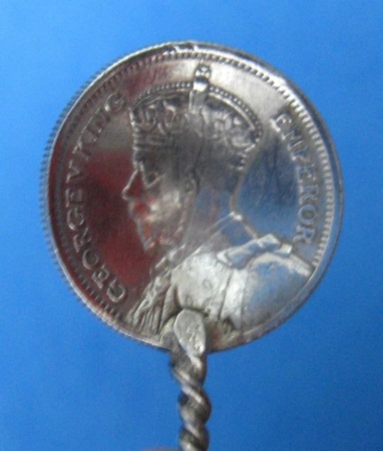 1936 Rhodesia George V Sterling Silver Coin Salt Spoon - Handmade Vintage Silverware for Tea, Coffee & Dessert Serving