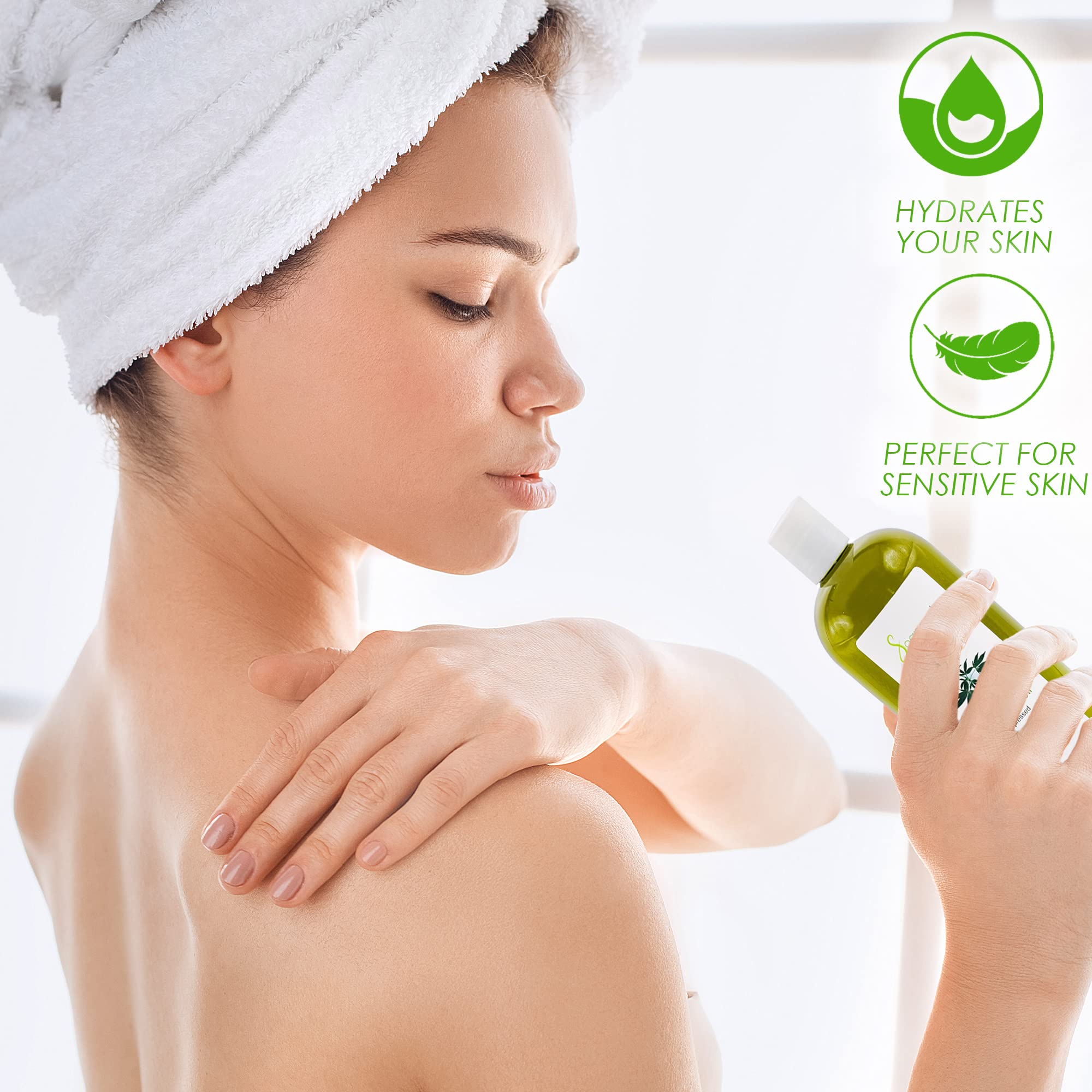 Organic Hemp Seed Oil Cold Pressed Unrefined - 64oz Pure Natural Carrier Oil for Skin, Face, Hair Care & Massage | Rich in Omega 3 6 9 | DIY Soap Making & Essential Oil Blending | Hydrating Moisturizer for Dry Skin & Scalp