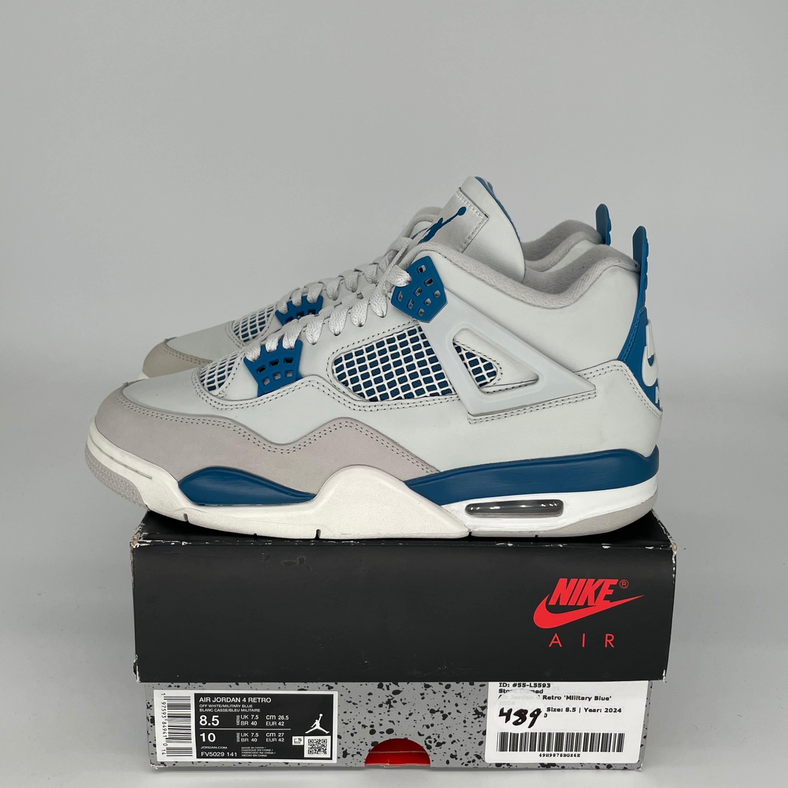 Air Jordan 4 Retro Military Blue Men's Shoes Size 8.5 - FV5029-141 | Authentic Sneakers for Running, Basketball & Streetwear Fashion
