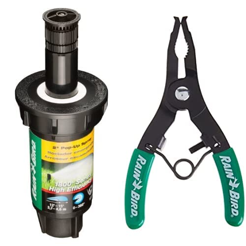 Rain Bird 1802HEVN15 High Efficiency Professional Pop-Up Sprinkler - Adjustable 0°-360° Spray Pattern, 8-15 ft Spray Distance, 2 Inch Pop-Up Height - Perfect for Lawn & Garden Irrigation Systems