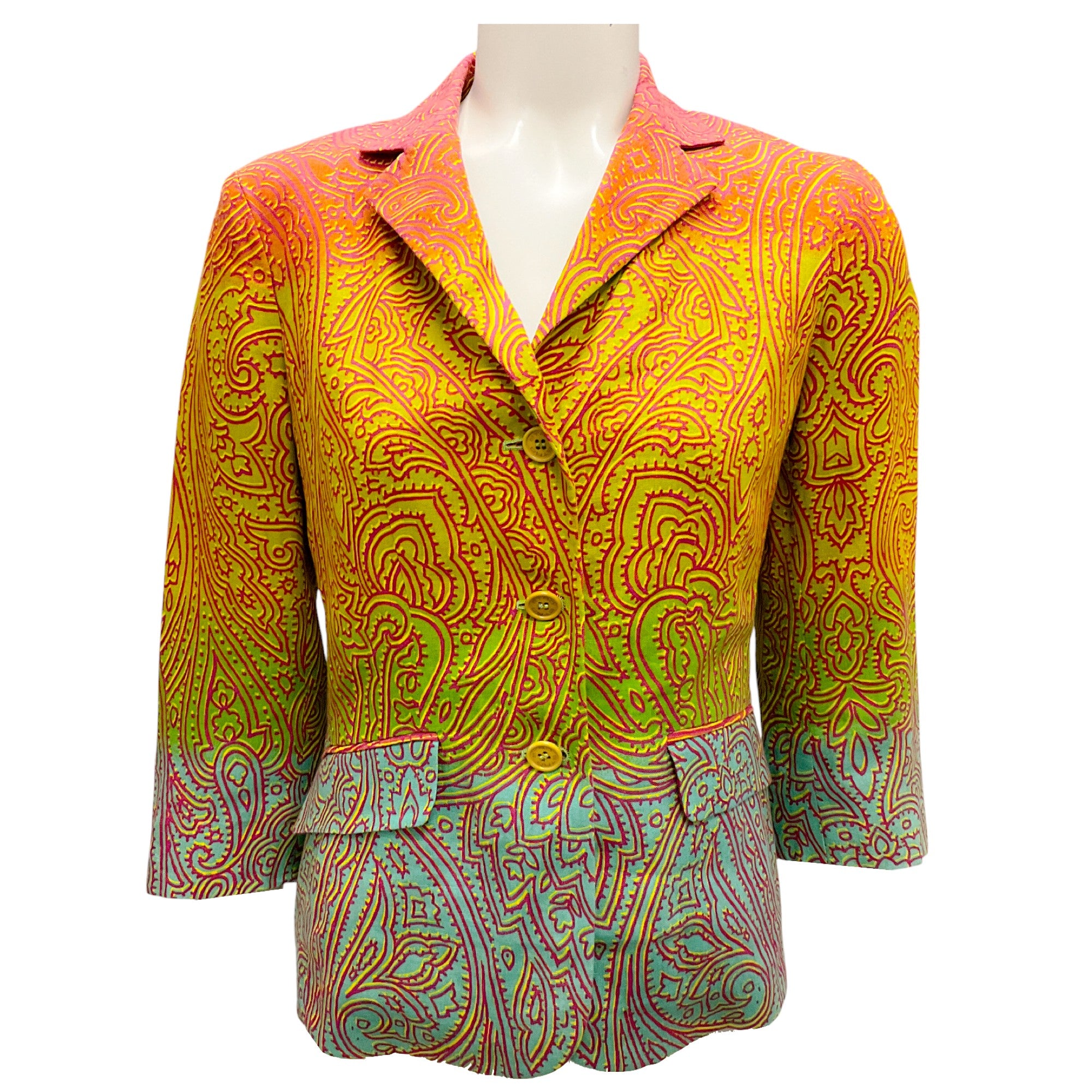 Etro Multi Printed Linen Blazer for Women - Stylish Summer Jacket with Floral Pattern | Perfect for Office Wear, Weddings & Special Occasions