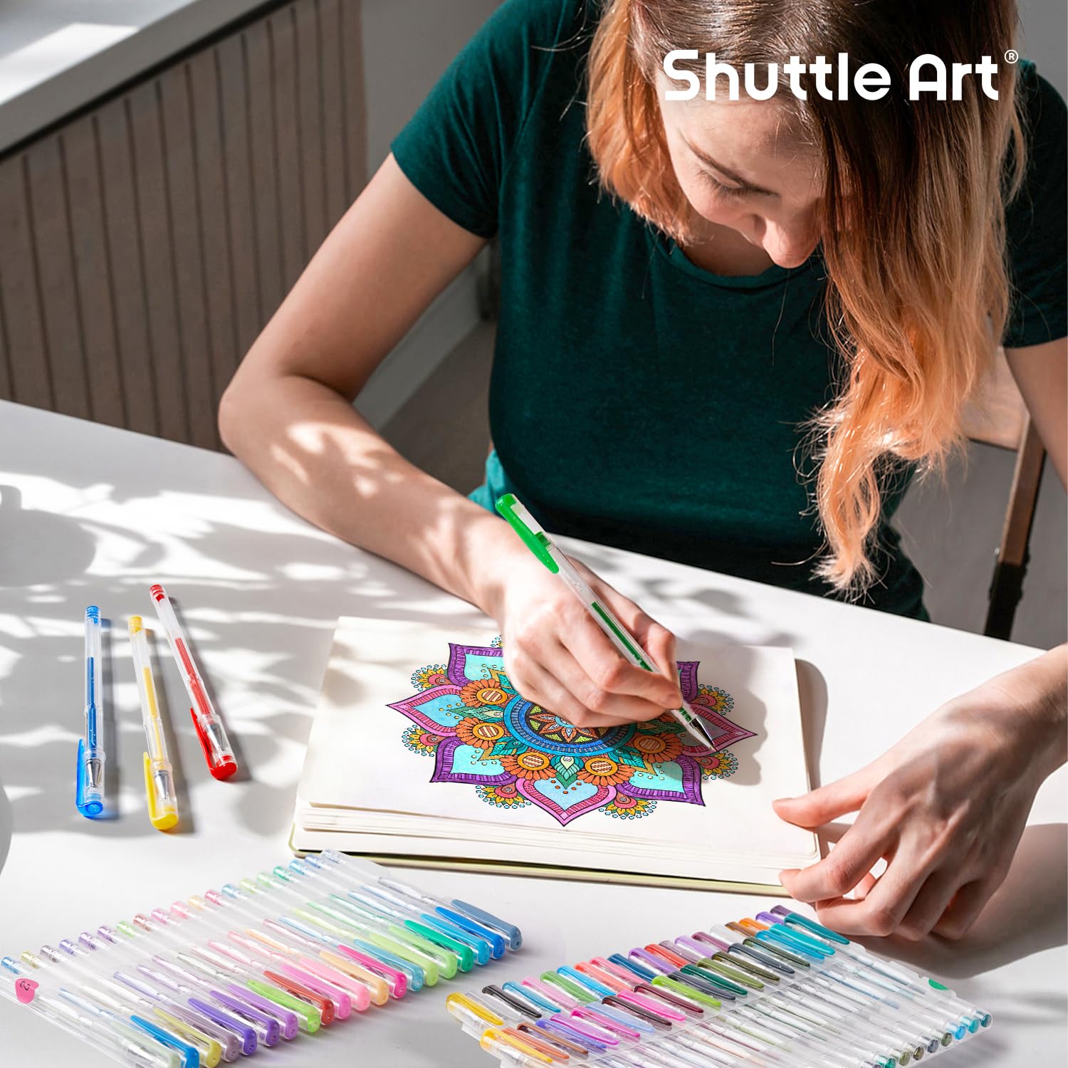 Shuttle Art 240 Pack Glitter Gel Pens Set - 120 Vibrant Colors with 120 Refills for Adult Coloring Books, Bullet Journaling, Scrapbooking & DIY Crafts - Perfect for Artists, Students & Creative Projects