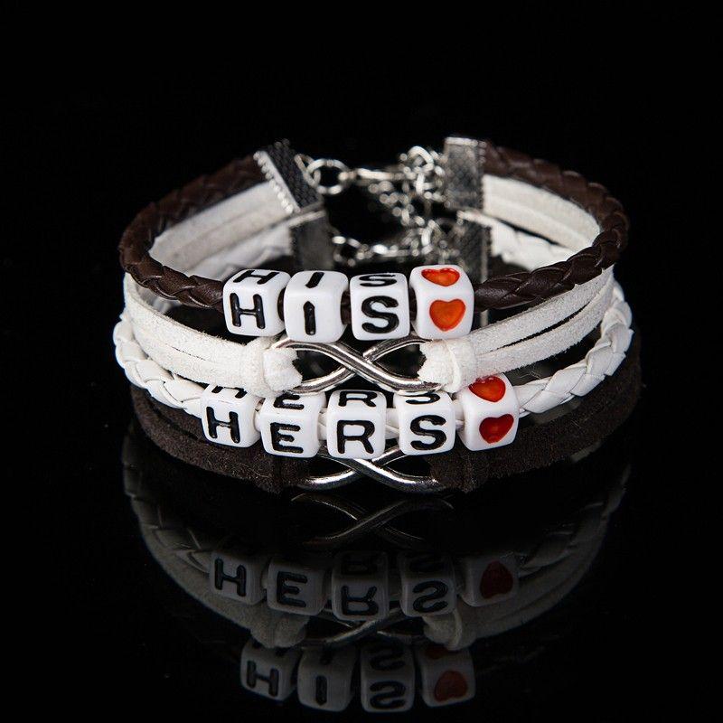 His & Hers Infinity Leather Bracelets for Couples - Matching Love Bracelets for Anniversary, Wedding & Romantic Gifts - Perfect for Date Nights & Special Occasions
