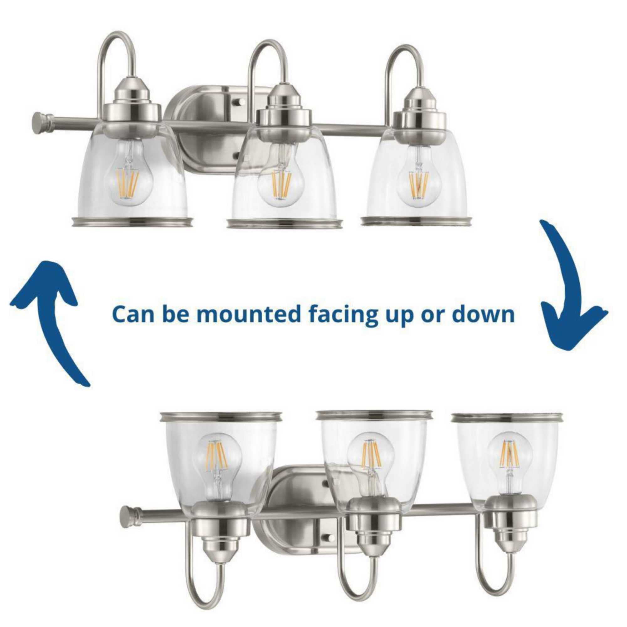 Progress Lighting Saluda Collection 3-Light Clear Glass Coastal Bath Vanity Light in Antique Bronze - Perfect for Beach House Bathrooms, Coastal Decor & Nautical Themed Homes