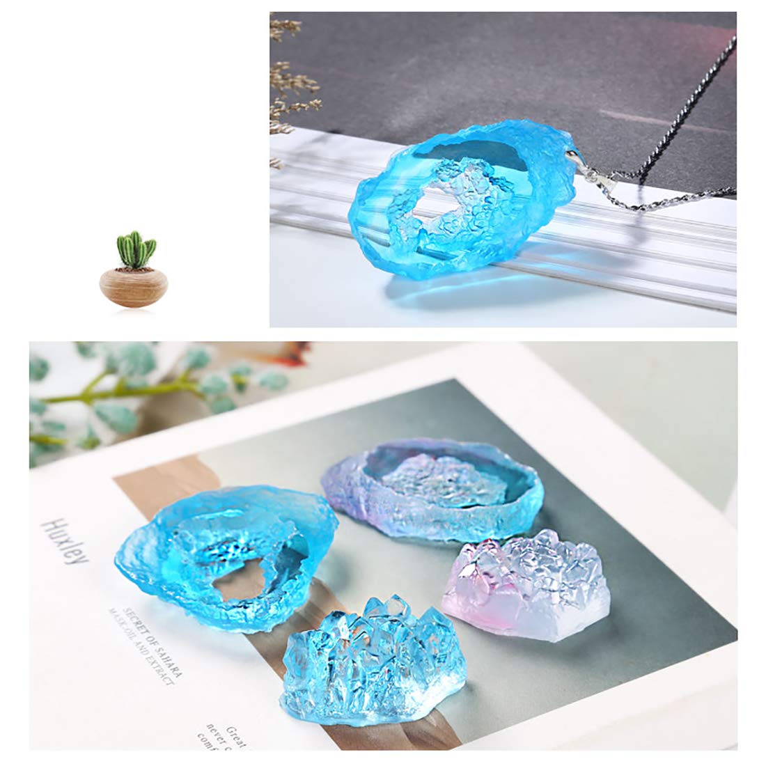 FineInno 4PCS Crystal Cluster Resin Molds - Small Quartz Silicone Molds for Epoxy Resin Casting, DIY Jewelry Making, Pendant Craft - Perfect for Home Decor, Gift Making & Geode Art Projects