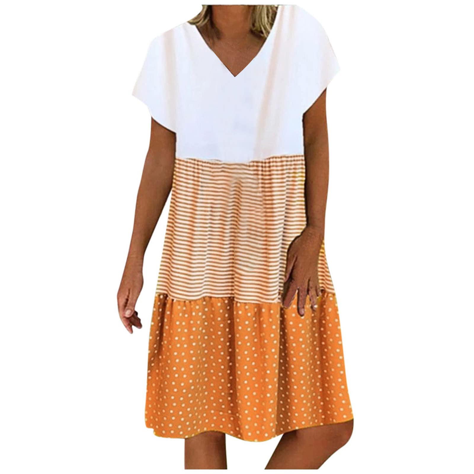Women's Boho Floral Summer Dress - Short Sleeve V-Neck Mini Sundress, Flowy Swing Beach Dress for Vacation & Casual Wear | Perfect for Beach Outings, Date Nights & Summer Parties