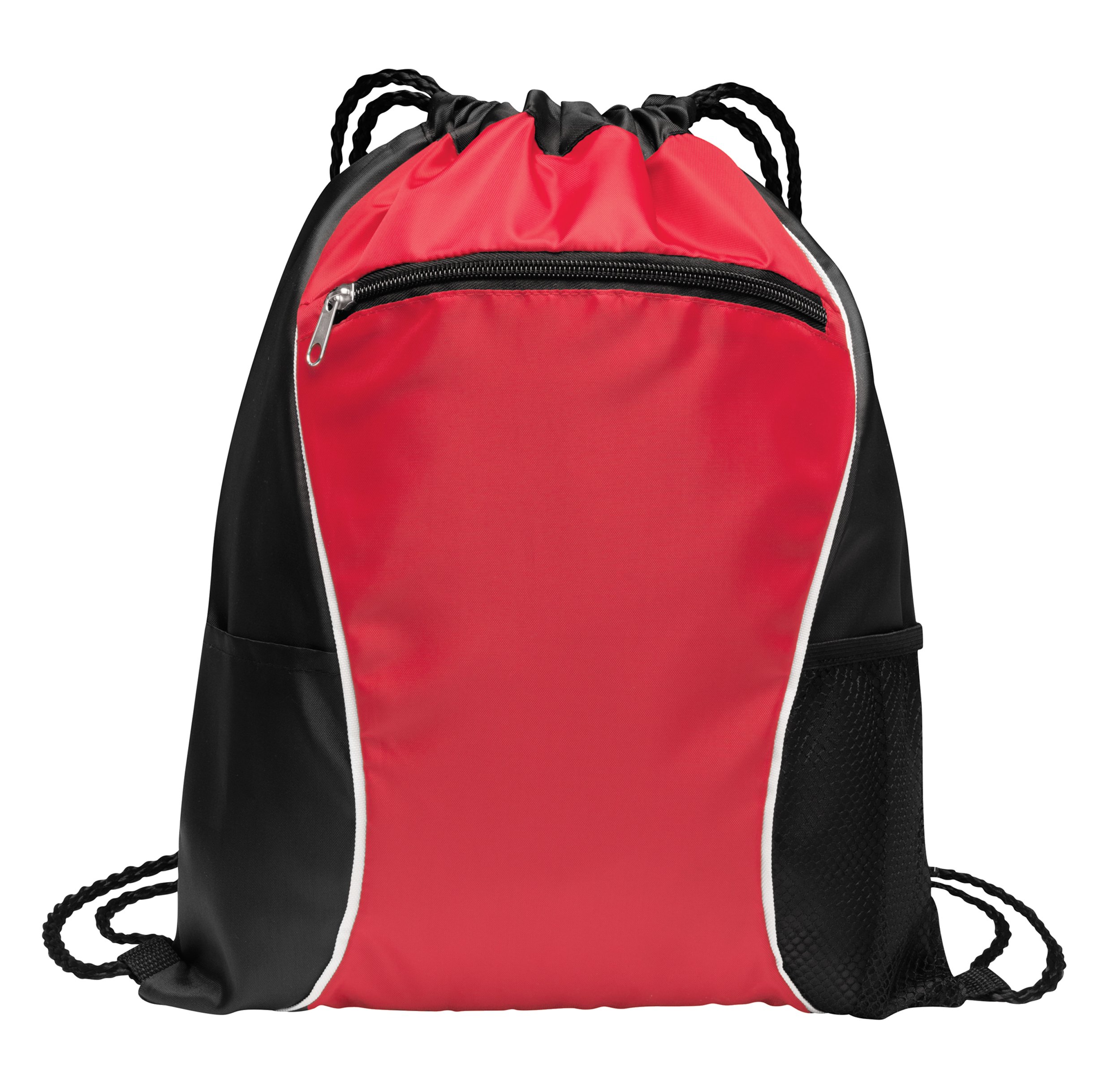 Durable Two-Tone Polyester Drawstring Backpack - Bulk 12-Pack Gym Bags for Sports, Travel & Promotional Giveaways (True Red) - Perfect for Workouts, School & Corporate Events