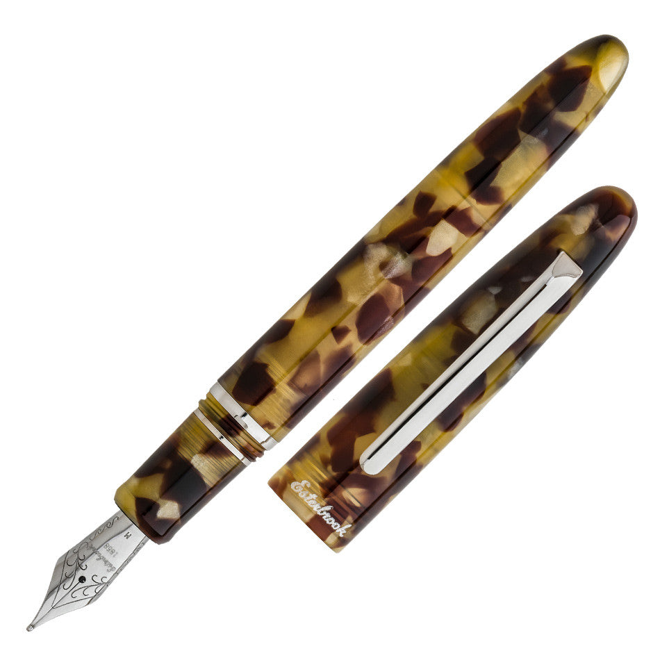 Esterbrook Estie Fountain Pen - Tortoise Shell Design with Chrome Trim - Premium Writing Instrument for Calligraphy, Journaling & Office Use