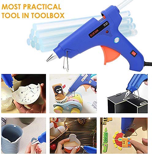 FEDUS 100W High Temperature Glue Gun with 10 Glue Sticks - Heavy Duty Crafting Tool for Jewelry, Wood, Fabric, DIY Projects - Professional Hot Glue Gun with Stand & On/Off Switch - Perfect for Home Crafts, School Projects & DIY Repairs (Multicolor)