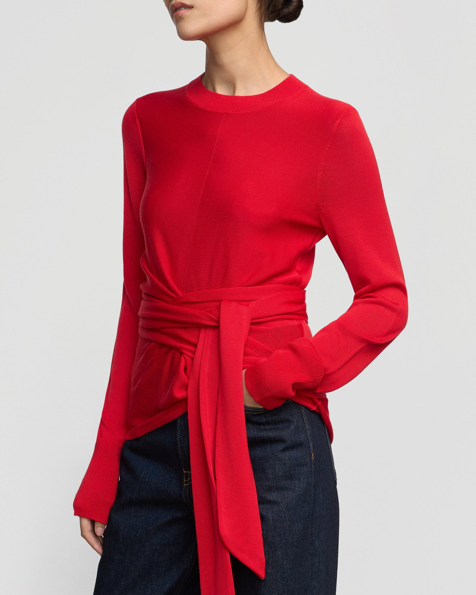 Robin Tie Front Tencel Wool Sweater for Women | Soft & Breathable Knit Top | Perfect for Office Wear & Casual Outfits