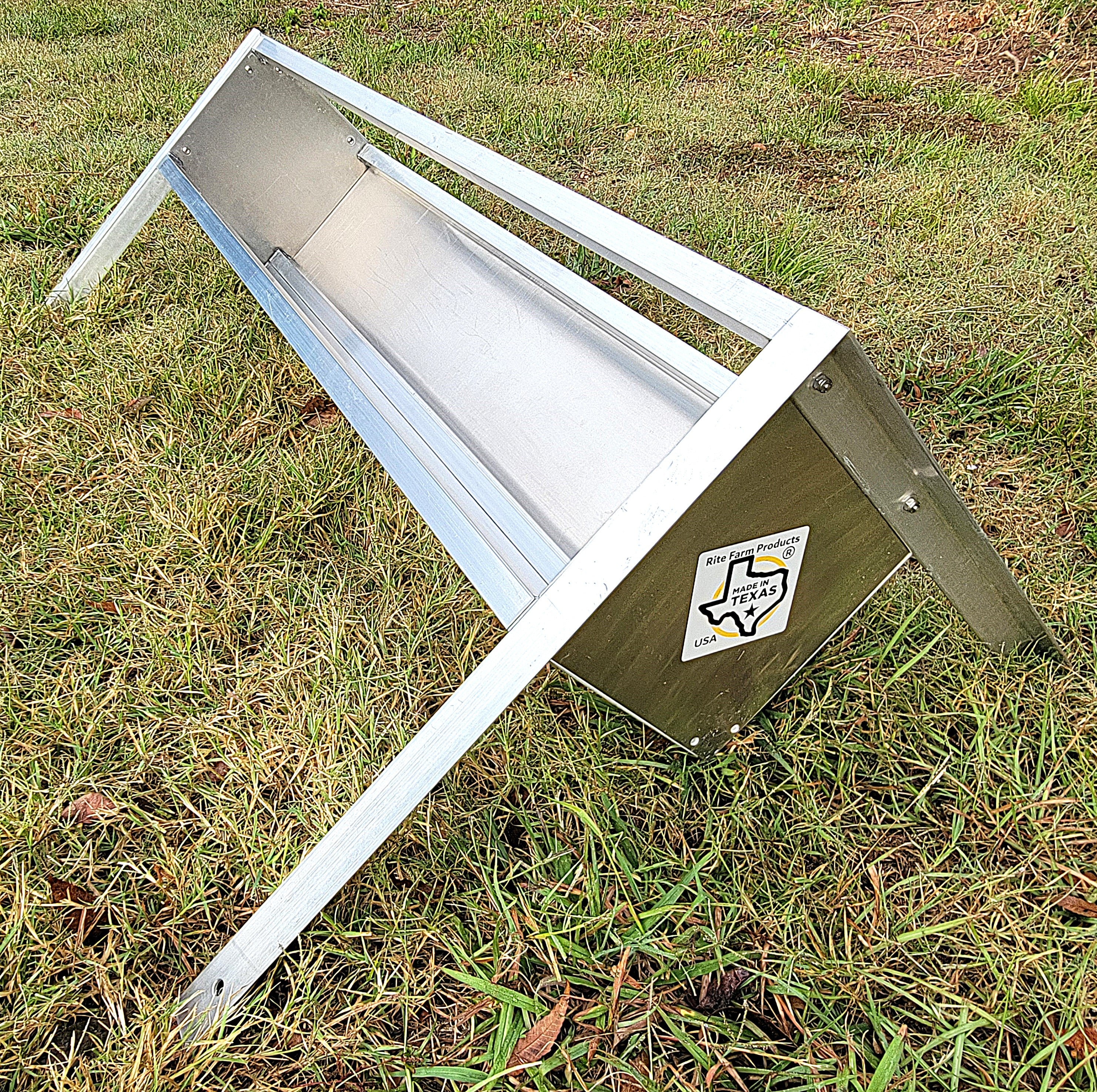 48 Inch 4 Ft Heavy Duty Welded Aluminum Sheep & Goat V Trough Feeder with Ground Anchors - Durable USA Made Livestock Feeder for Pasture, Farm & Ranch Use