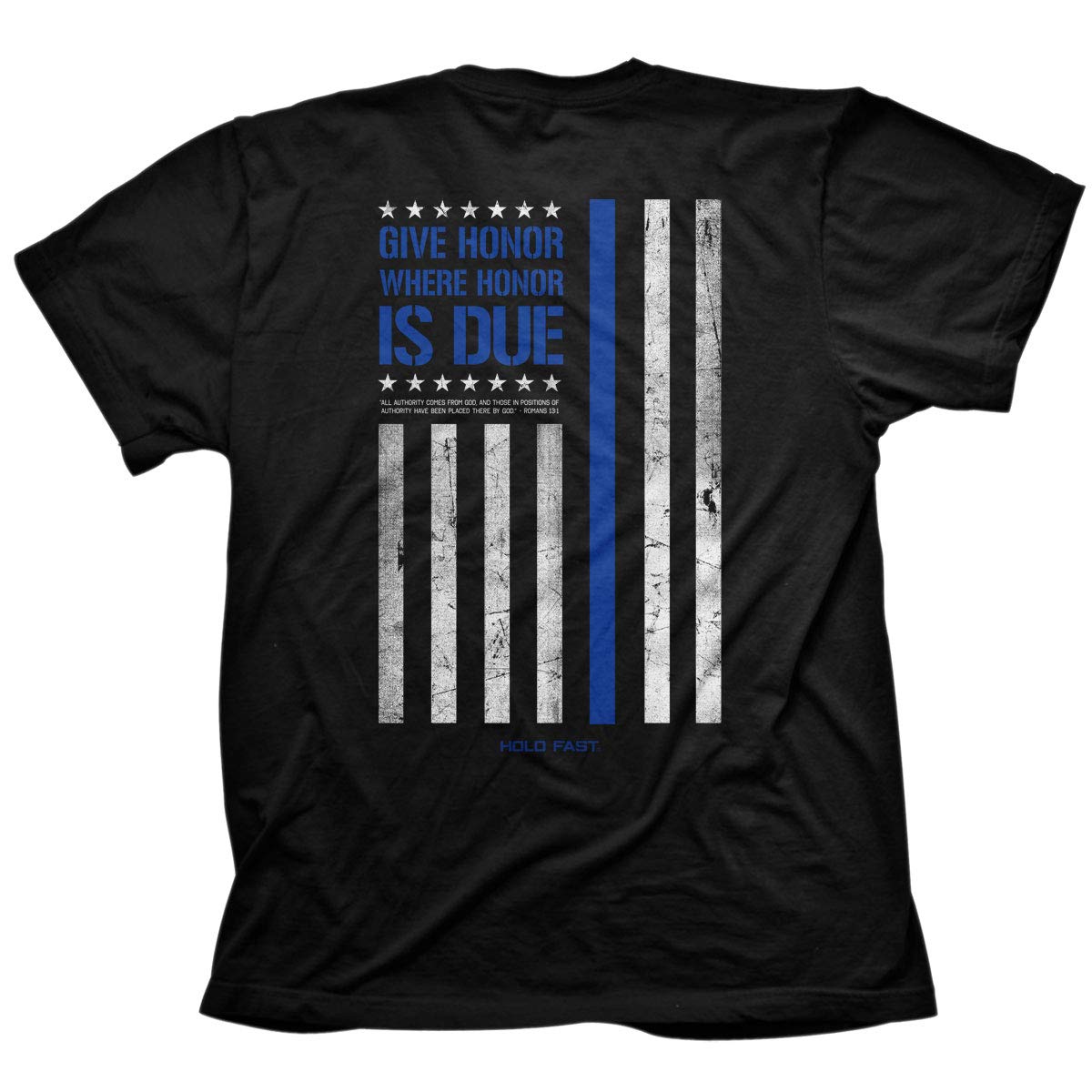 Hold Fast Men's T-Shirt with Police Flag Design - Black Cotton Tee for Law Enforcement Supporters & Patriotic Americans